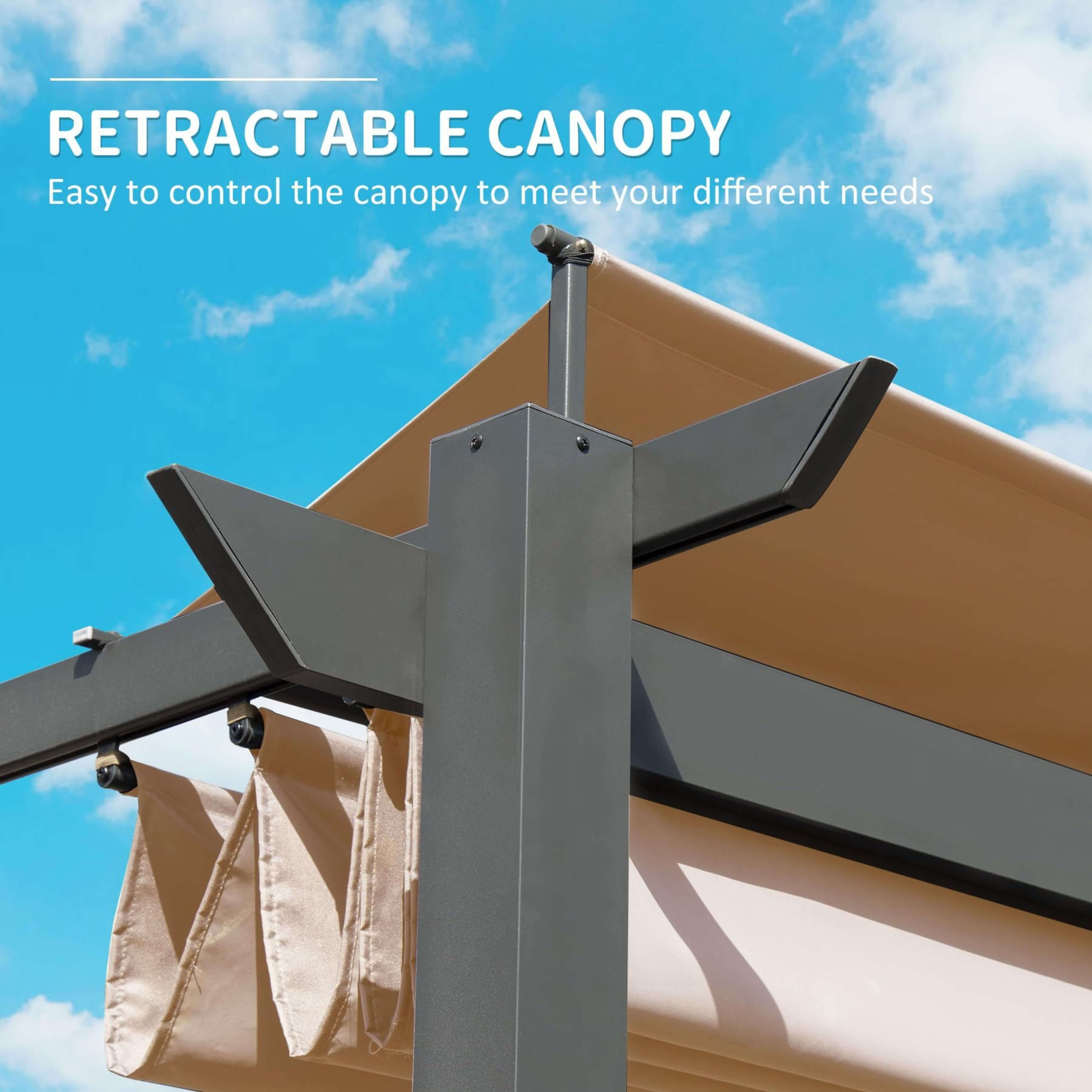 [11X16FT] Heavy-Duty Outdoor Retractable Aluminum Pergola With Weather-Resistant Canopy (SAK91853) - Energize Trek