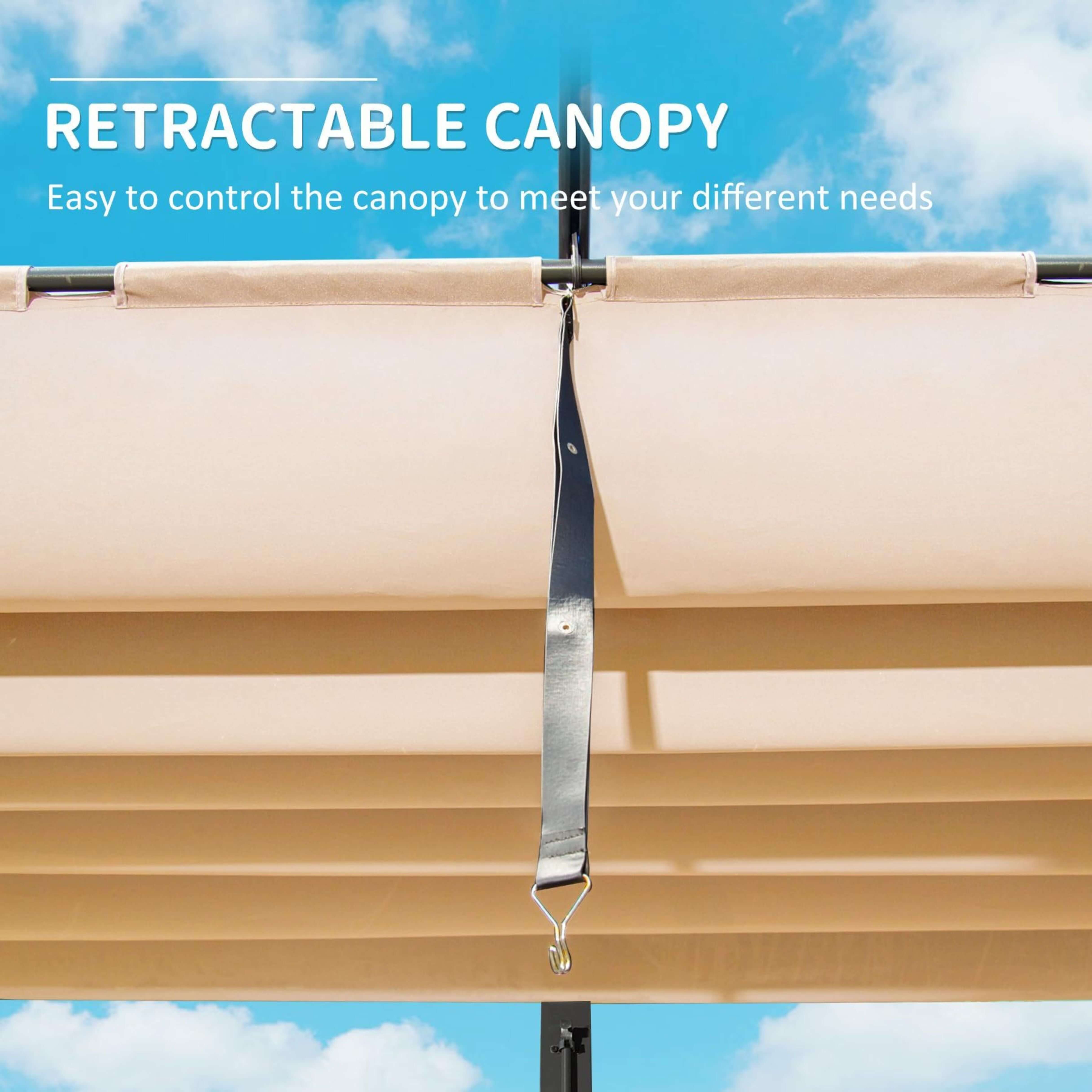 [11X16FT] Heavy-Duty Outdoor Retractable Aluminum Pergola With Weather-Resistant Canopy (SAK91853) - Energize Trek