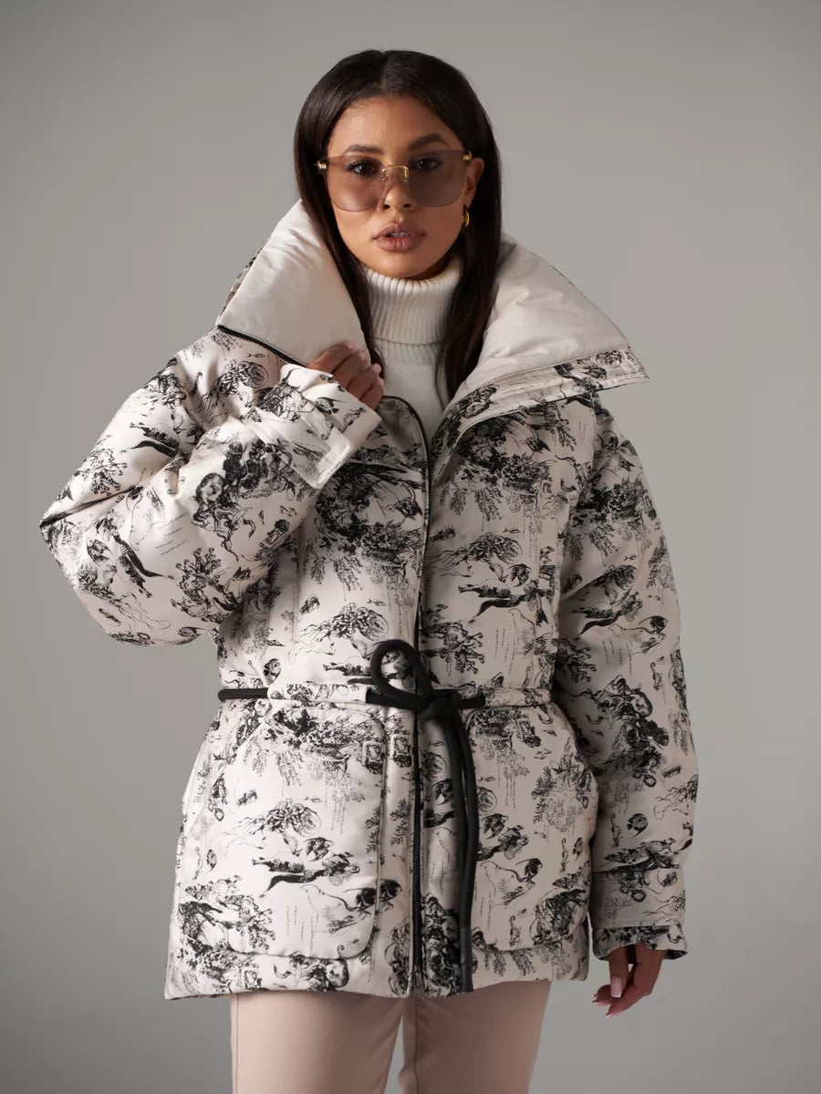 Monochrome Jacquard Down Fill Coat - Energize Trek