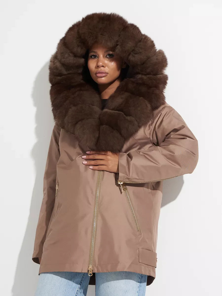 Genuine Polar Fox Fur Trim Rabbit Fur Insulated Parka - Energize Trek