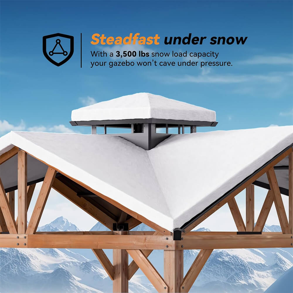[12x12FT] Premium Outdoor Cedar Wood Hardtop Gazebo With Galvanized Steel Roof (SAK31864) - Energize Trek