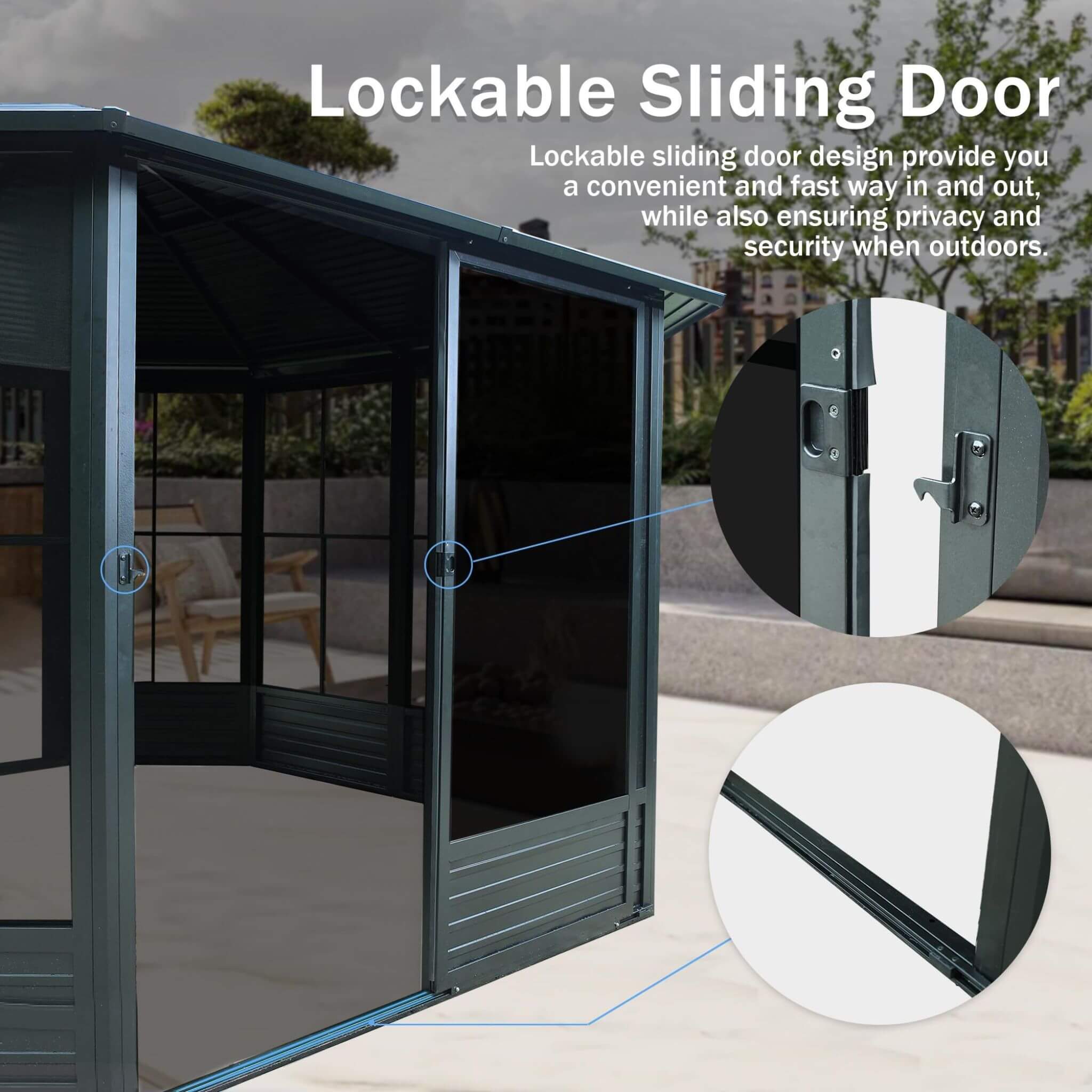 [12X12FT] Large Octagonal Sunroom Solarium With Lockable Sliding Doors And Galvanized Steel Sloping Roof (SAK47843) - Energize Trek