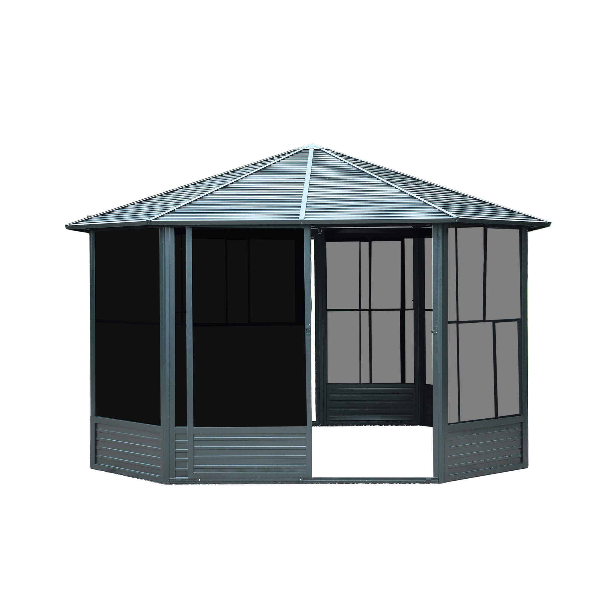 [12X12FT] Large Octagonal Sunroom Solarium With Lockable Sliding Doors And Galvanized Steel Sloping Roof (SAK47843) - Energize Trek