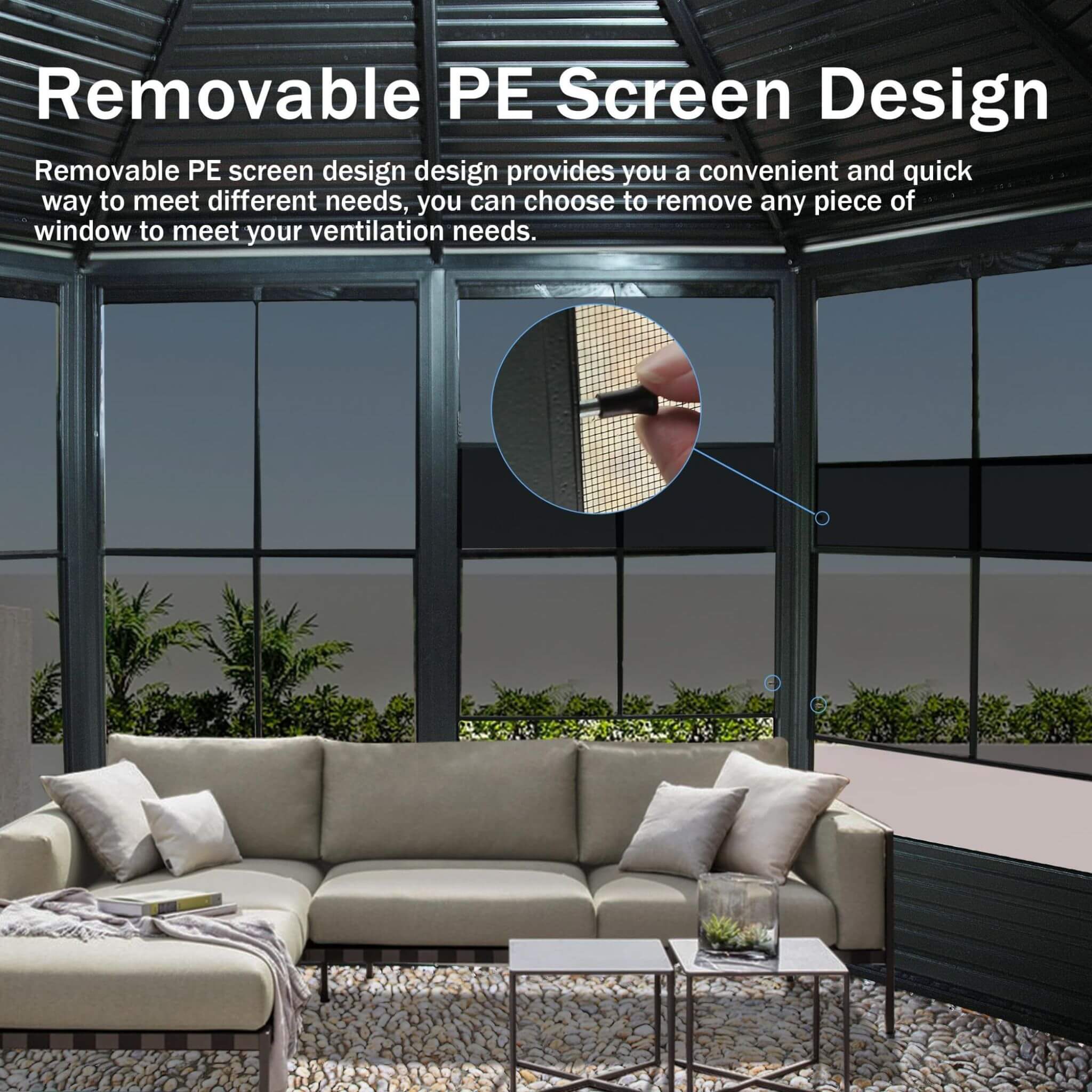 [12X12FT] Large Octagonal Sunroom Solarium With Lockable Sliding Doors And Galvanized Steel Sloping Roof (SAK47843) - Energize Trek