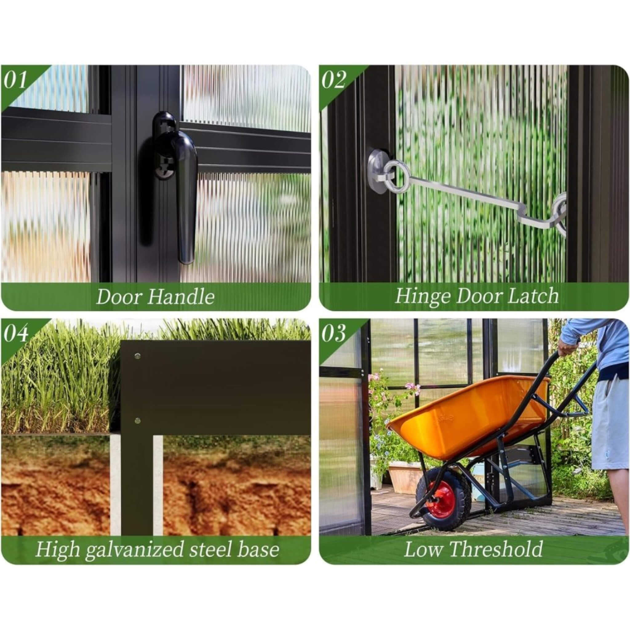 [12x13.5FT] Premium Extra Large Outdoor Aluminum Poylcarbonate Greenhouse With Quick Connect Fitting (SAK63725) - Energize Trek