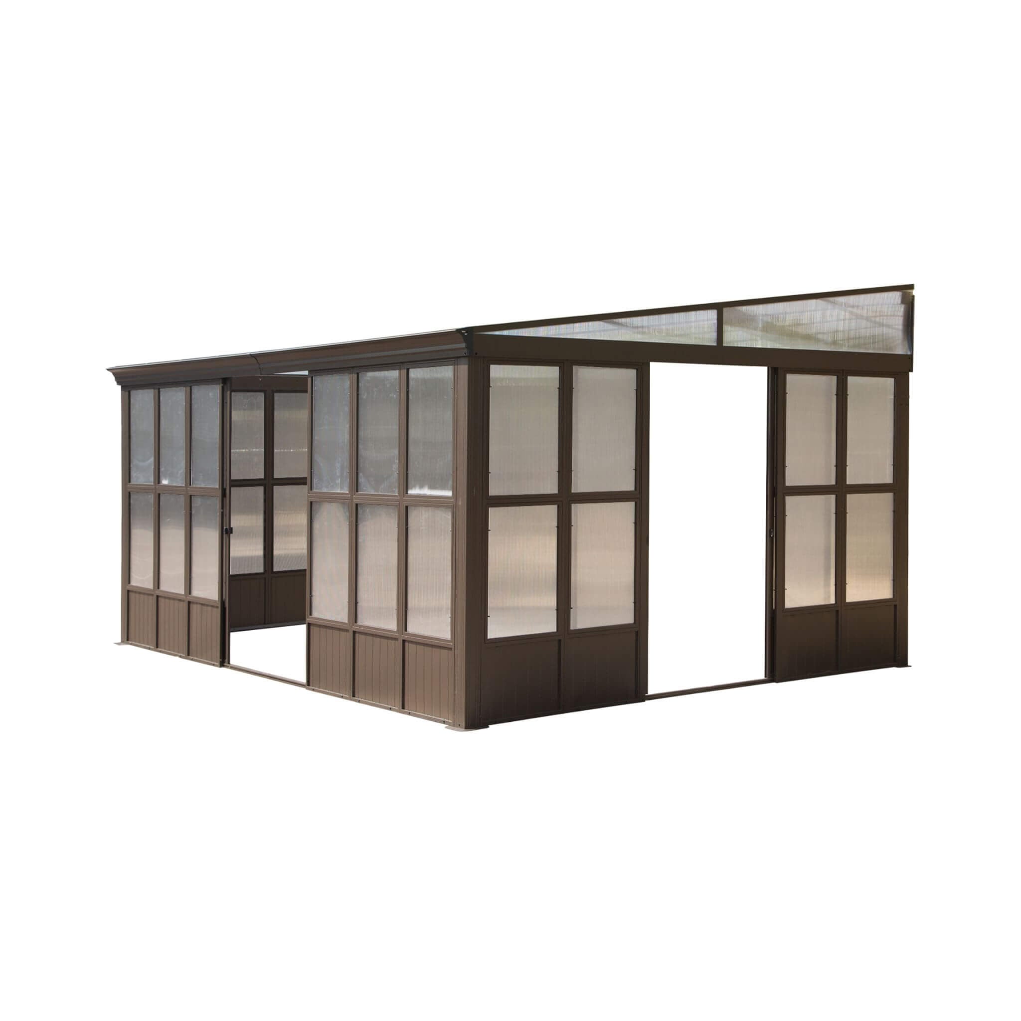 [12x16FT] Extra Large All-Season Outdoor Wall-Mounted Sunroom Solarium With Detachable Polycarbonate Windows And Lockable Sliding Doors (SAK97835) - Energize Trek