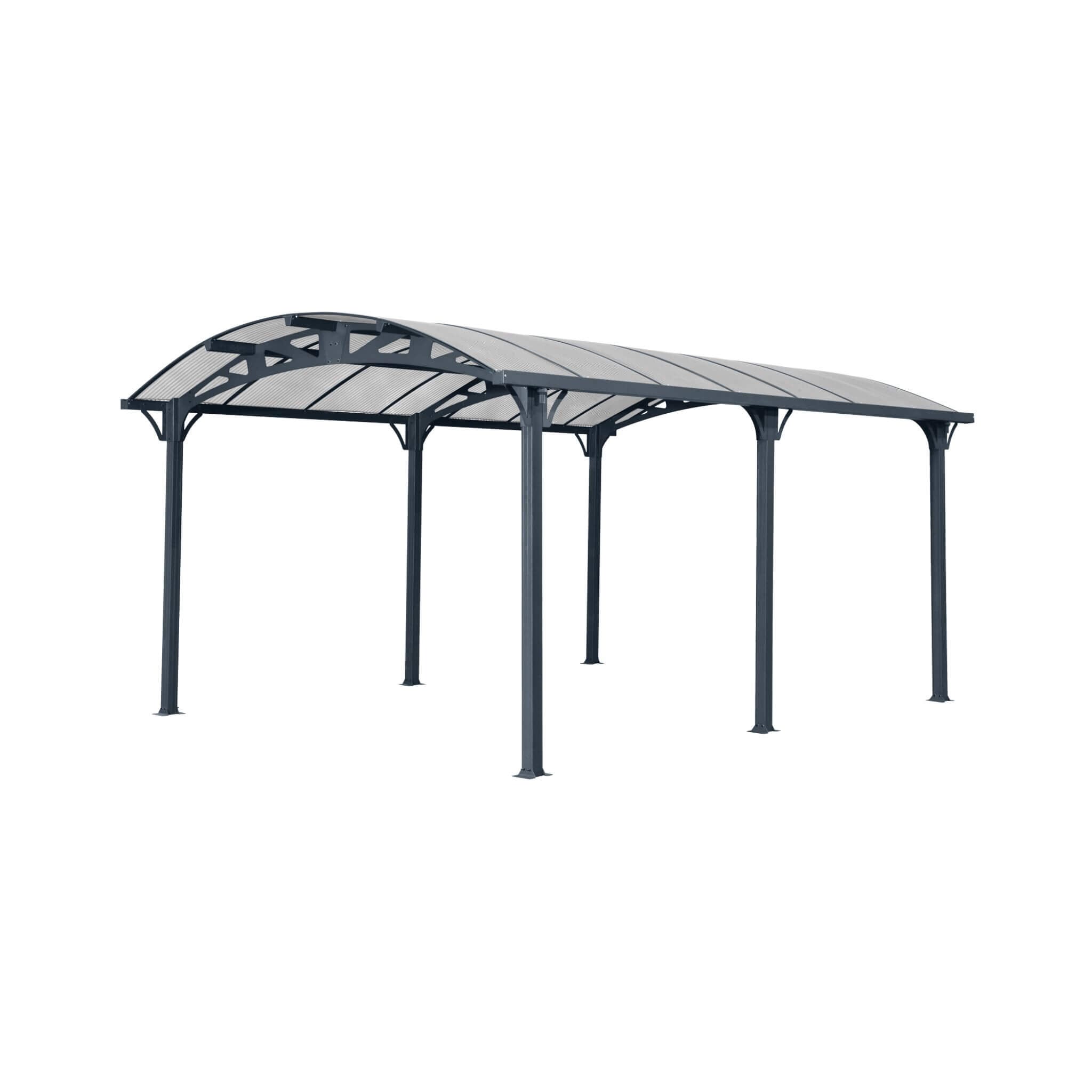 [12X16FT] Large Outdoor Aluminum Arch Carport With Polycarbonate Panels (SAK65820) - Energize Trek