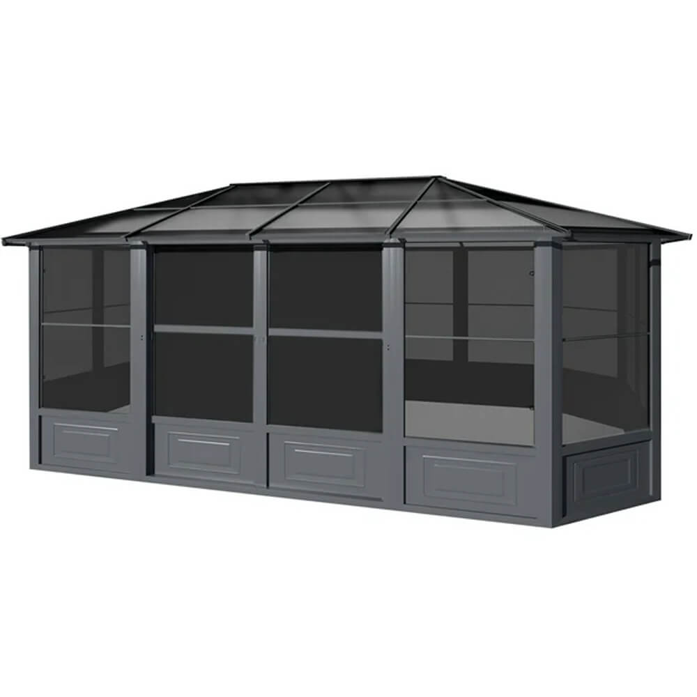 [12x18FT] Large Luxury Outdoor All-Season Aluminum Solarium Sunroom With Polycarbonate Hardtop And Sliding Doors (SAK35948) - Energize Trek