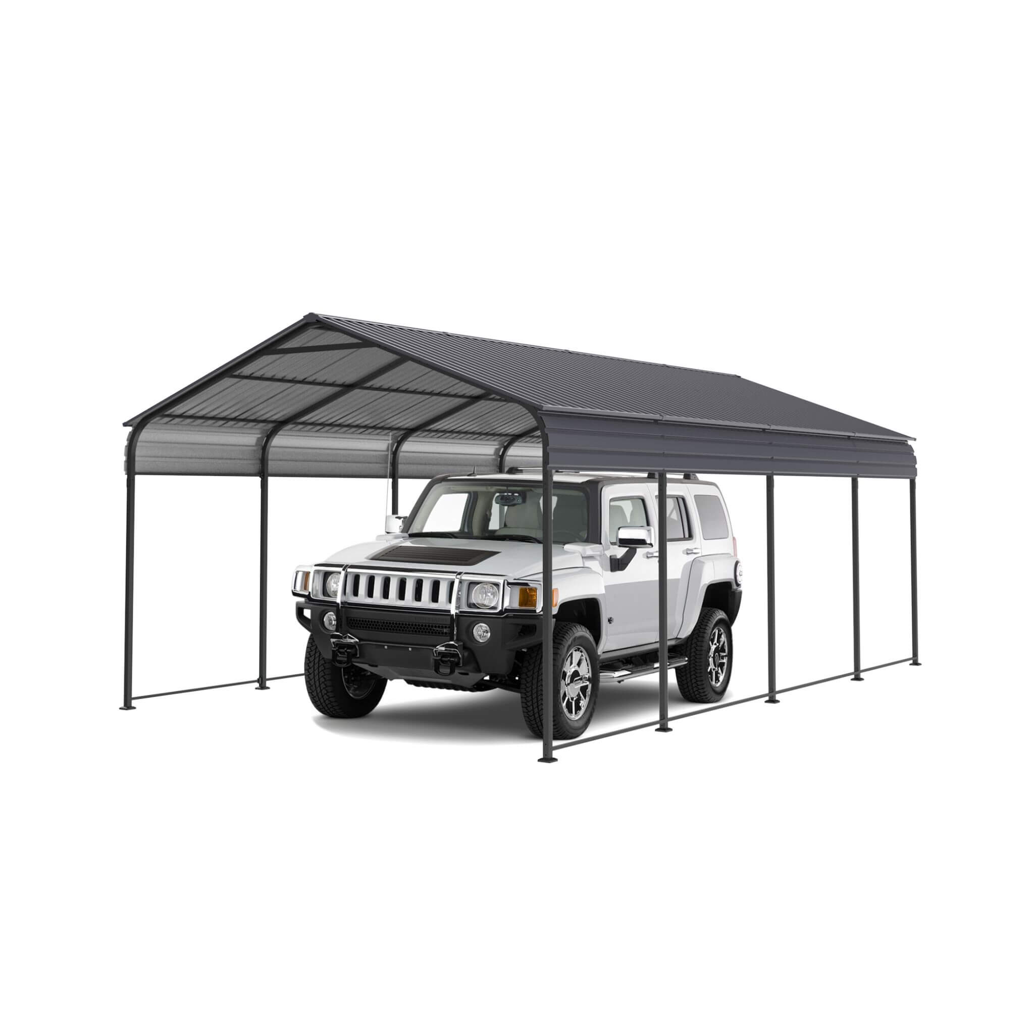 [12X20FT] Heavy Duty Metal Carport With Galvanized Steel Roof For Car, Boats And Trucks, Gray (SAK95562) - Energize Trek