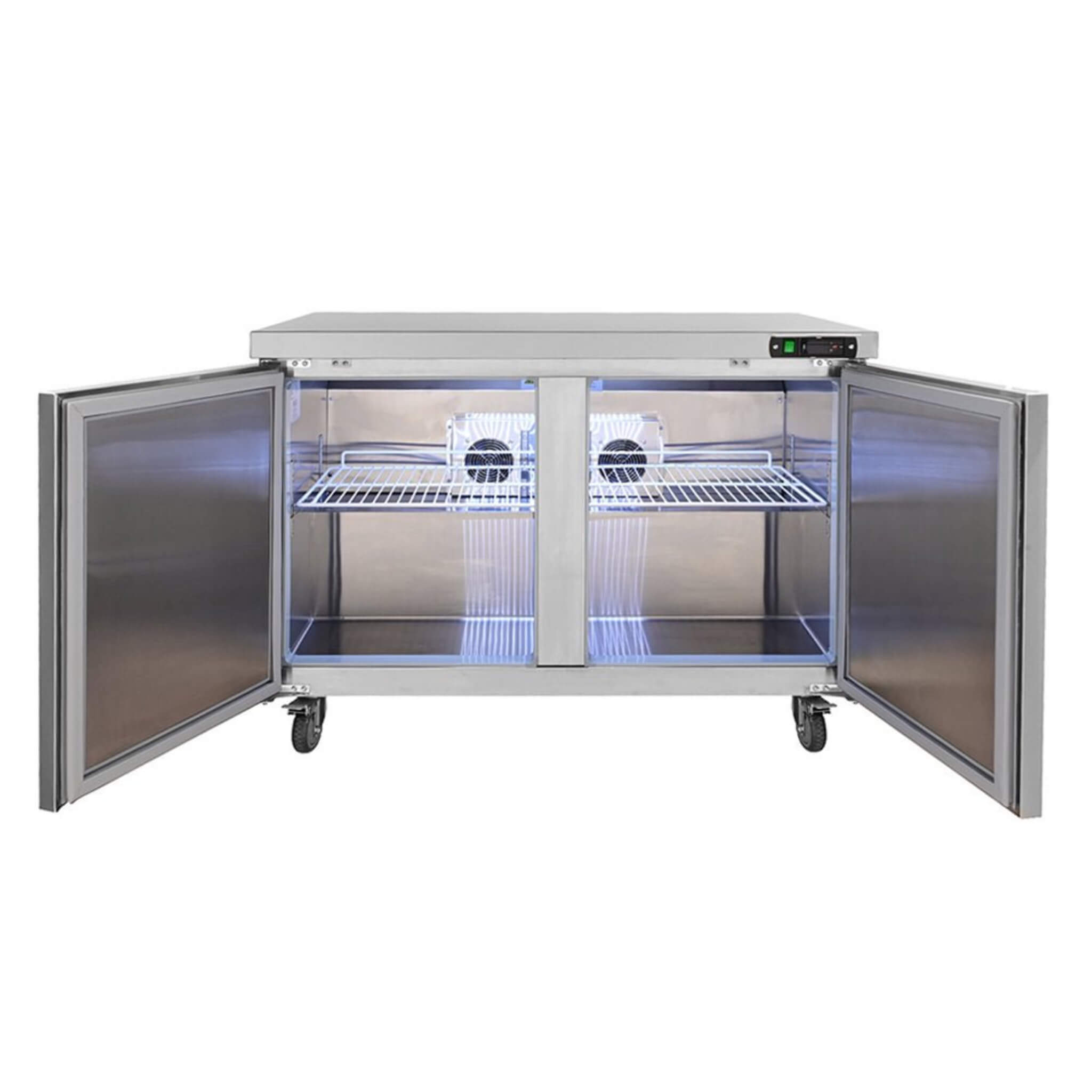 12.9 Cu.Ft 2-Door Commercial Stainless Steel Worktop Undercounter Refrigerator, 48" (SAK13725) - Energize Trek