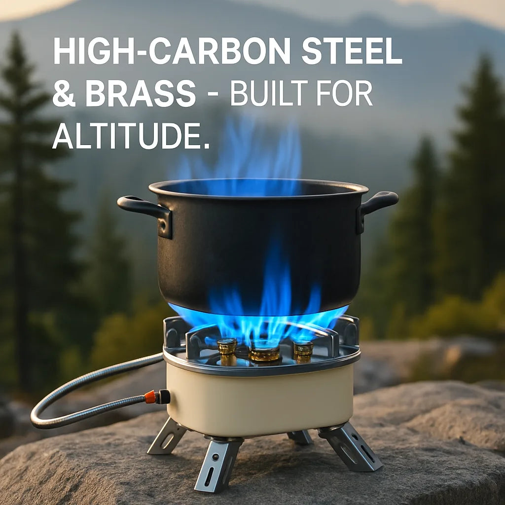 13000W Portable Windproof Camping Stove Five-head Gas Cooking Burner with Piezo Ignition Stepless Flame Control Fit For ISO-butane, Propane, Butane Fu - Energize Trek