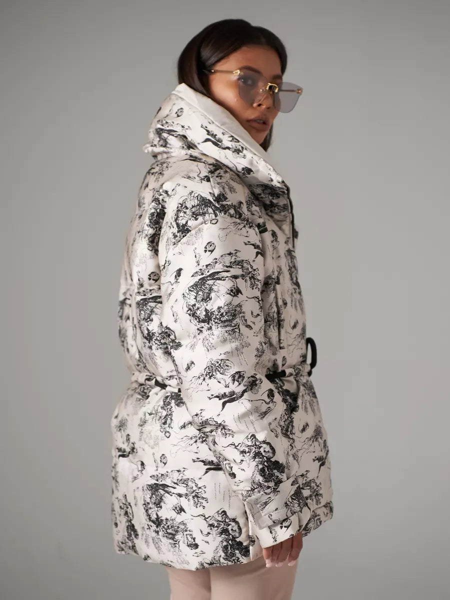 Monochrome Jacquard Down Fill Coat - Energize Trek