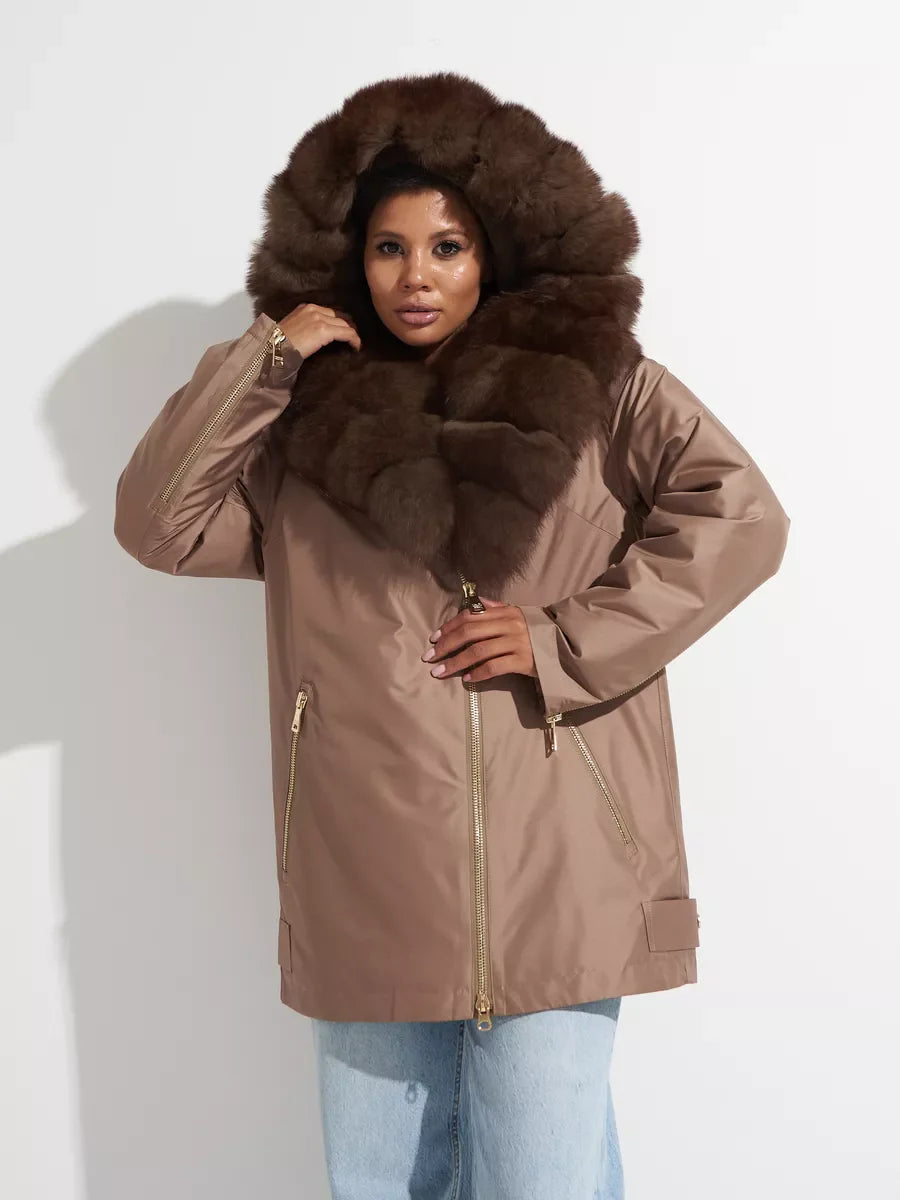 Genuine Polar Fox Fur Trim Rabbit Fur Insulated Parka - Energize Trek