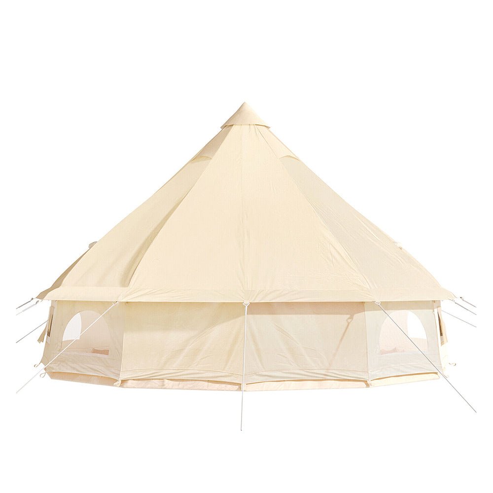 13FT Outdoor Glamping Yurt Teepee Canvas Camping Bell Family Waterproof Tent W/ Stove Jack (SAK92361) - Energize Trek