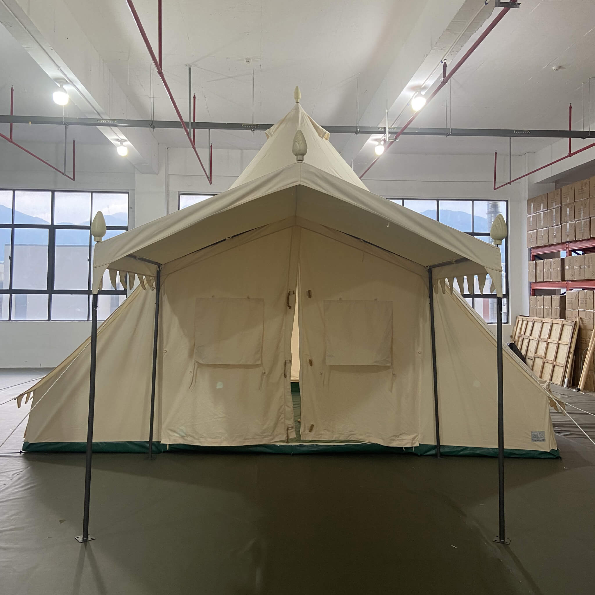 [13X19FT] Extra Large Heavy Duty Outdoor Four Seasons Glamping Canvas Bell Yurt Tent (SAK45688) - Energize Trek