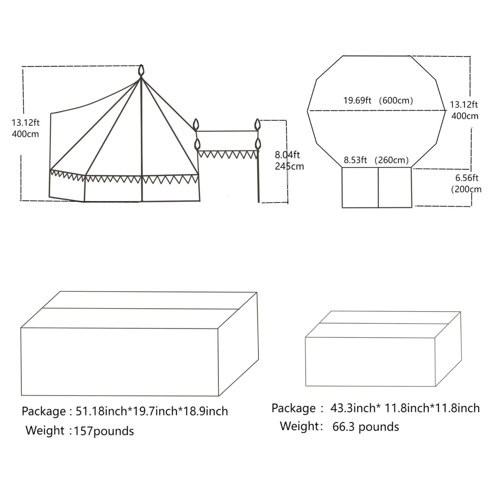 [13X19FT] Extra Large Heavy Duty Outdoor Four Seasons Glamping Canvas Bell Yurt Tent (SAK45688) - Energize Trek