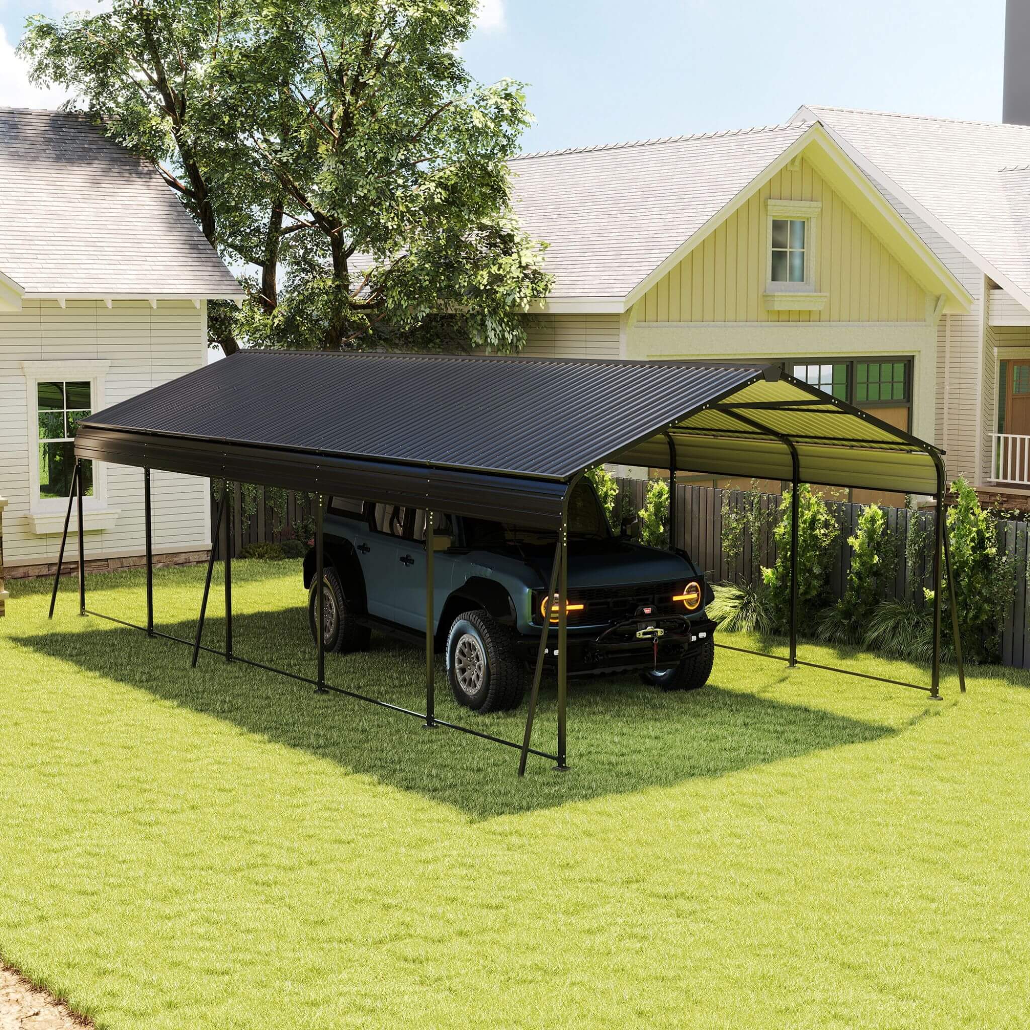 [13X26FT] Heavy-Duty Weather-Resistant Outdoor Carport With Protective Film (SAK82451) - Energize Trek
