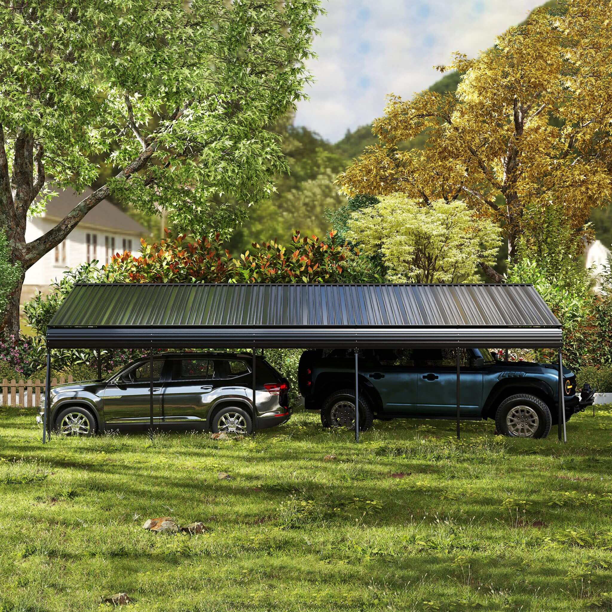 [13X26FT] Heavy-Duty Weather-Resistant Outdoor Carport With Protective Film (SAK82451) - Energize Trek