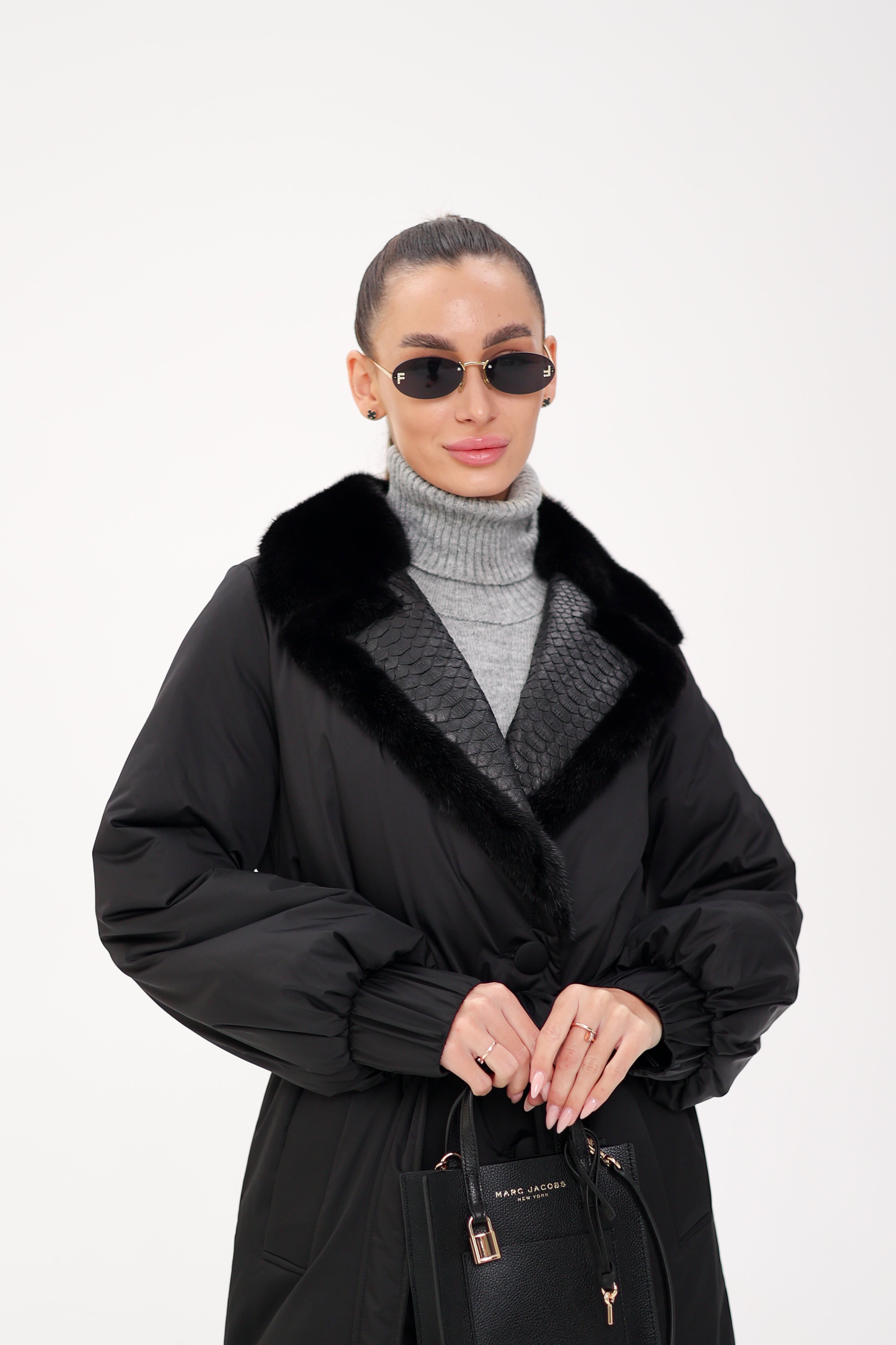 Genuine Mink Fur Real Python Leather Trim Coat - Energize Trek