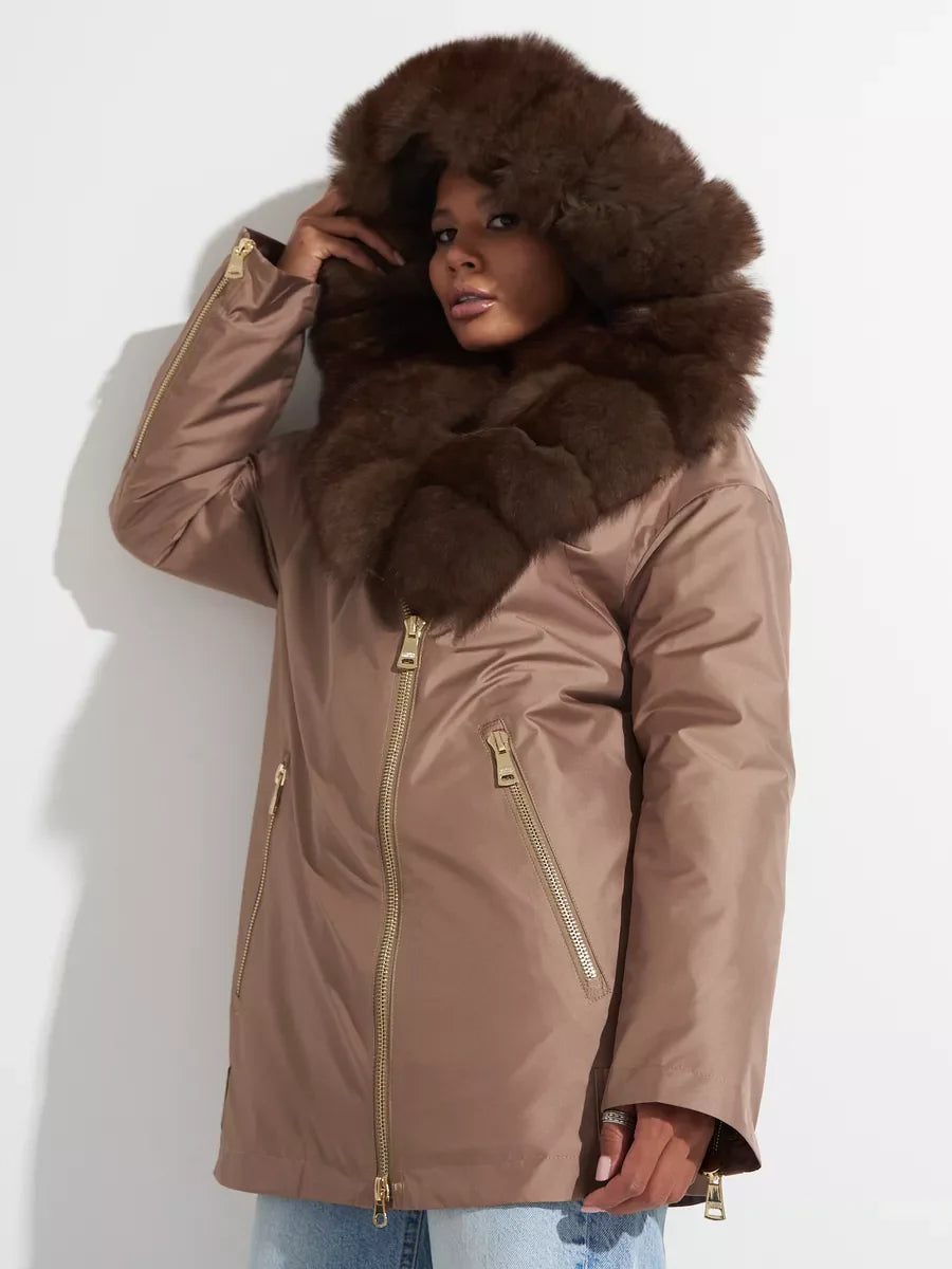 Genuine Polar Fox Fur Trim Rabbit Fur Insulated Parka - Energize Trek