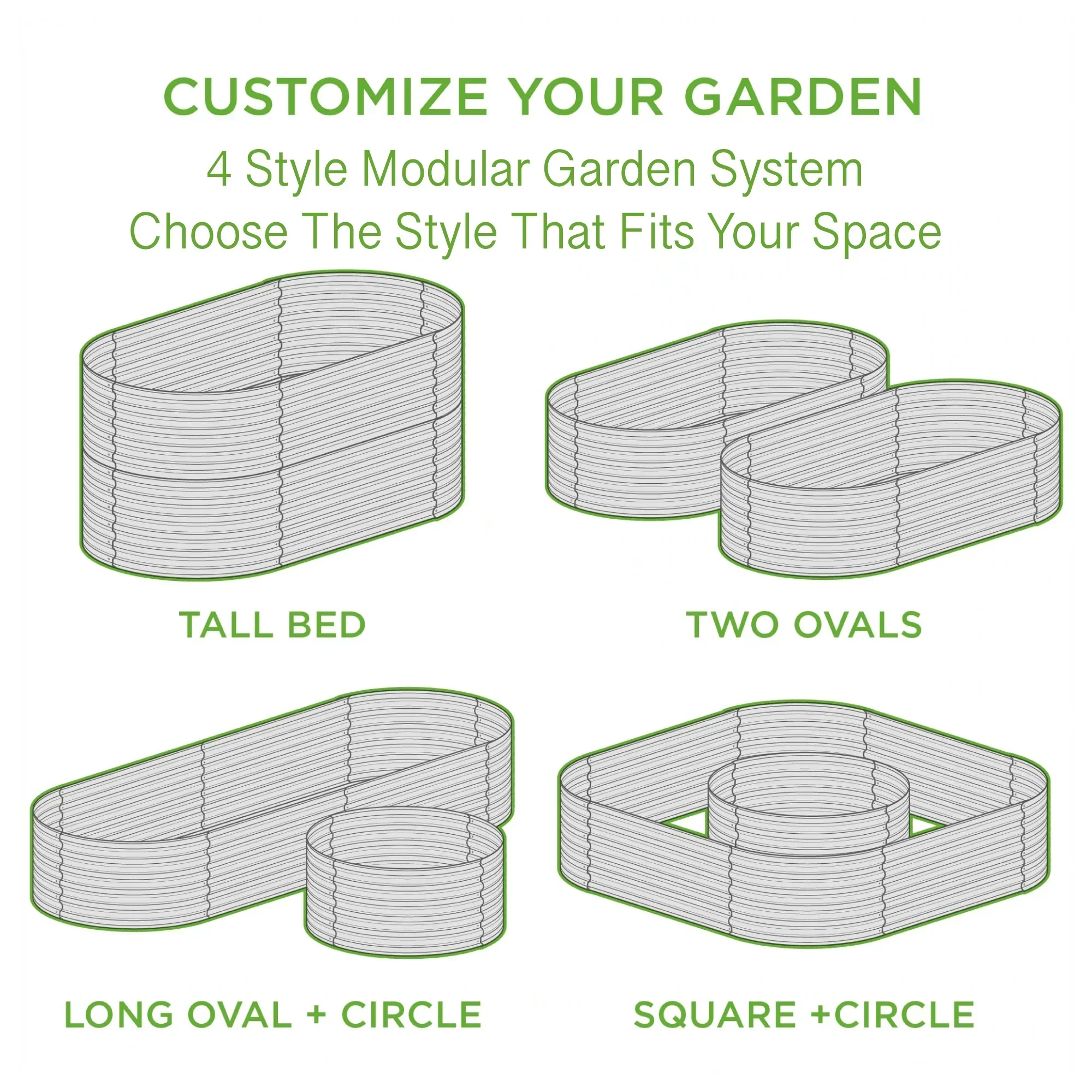 Olle 4-Style Modular Galvanized Raised Garden Beds [Build 1 of 4 Configurations] - Energize Trek