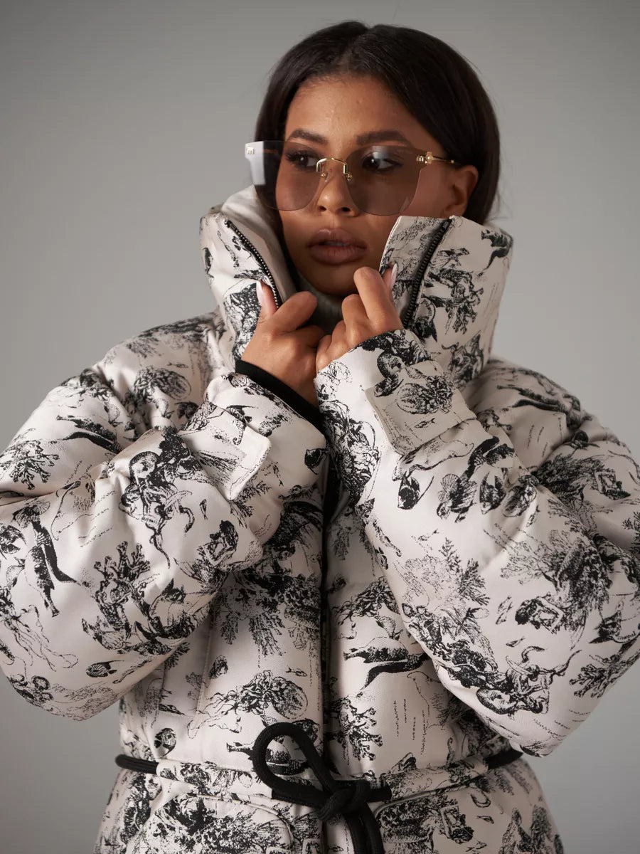 Monochrome Jacquard Down Fill Coat - Energize Trek