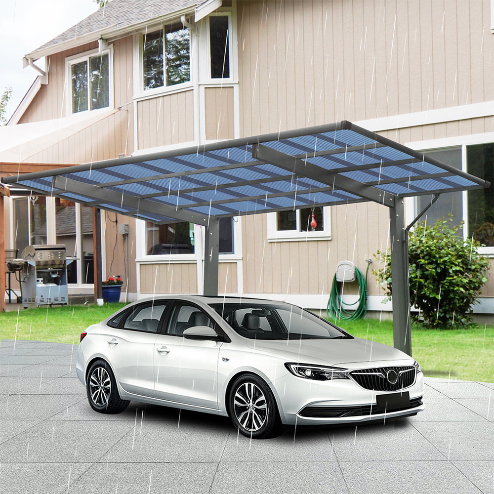[10x17FT] Extra Large Heavy Duty Outdoor Aluminum Single Side Carport With Galvanized Metal Roof (SAK31279) - Energize Trek