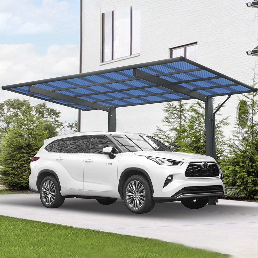 [10x17FT] Extra Large Heavy Duty Outdoor Aluminum Single Side Carport With Galvanized Metal Roof (SAK31279) - Energize Trek