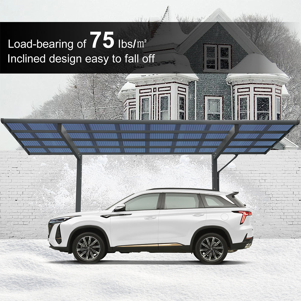 [10x17FT] Extra Large Heavy Duty Outdoor Aluminum Single Side Carport With Galvanized Metal Roof (SAK31279) - Energize Trek