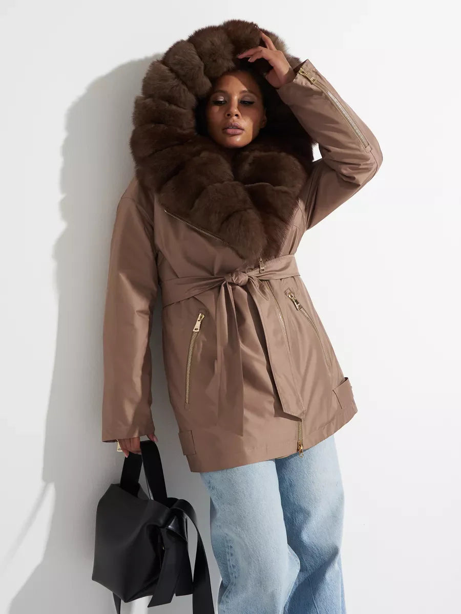 Genuine Polar Fox Fur Trim Rabbit Fur Insulated Parka - Energize Trek