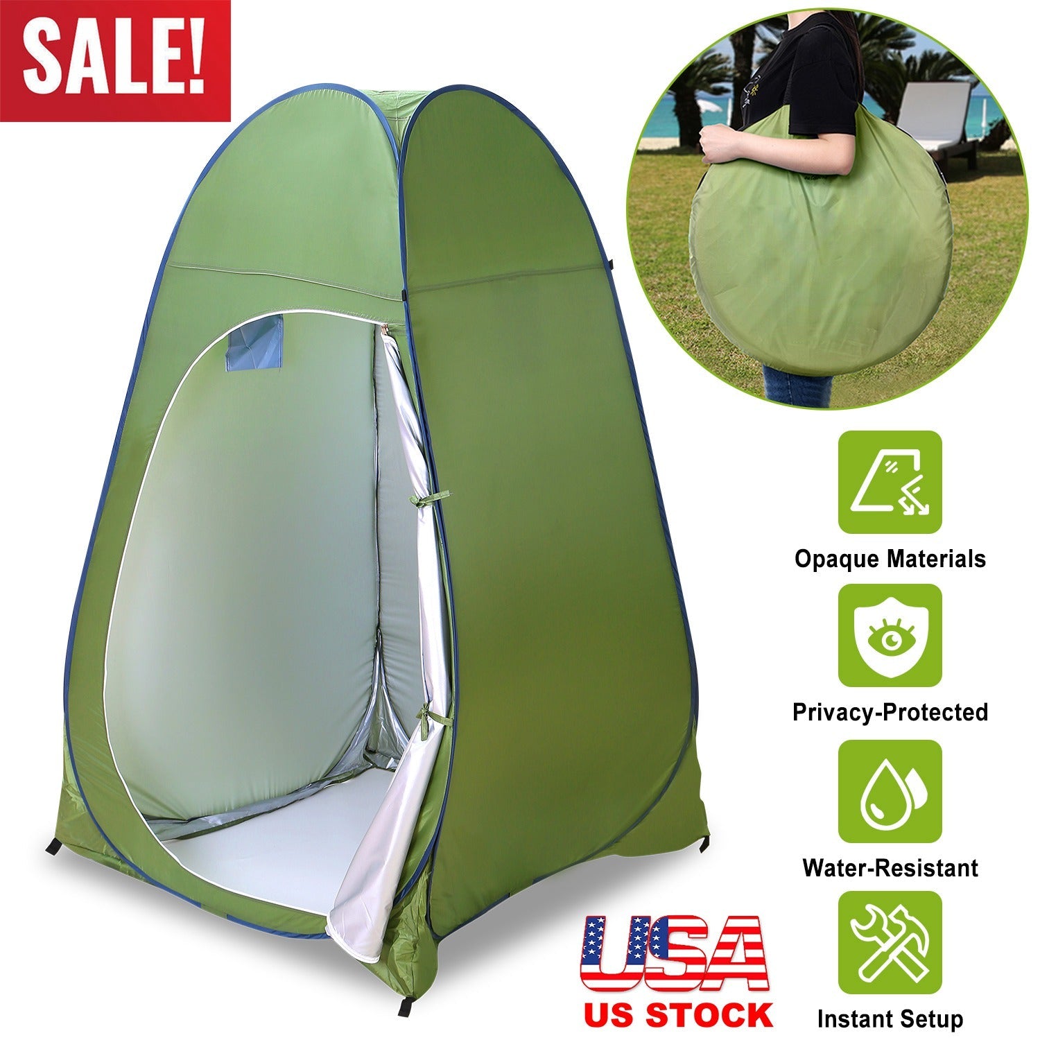 1Person Outdoor Pop Up Toilet Tent Portable Changing Clothes Room Shower Tent Camping Shelter Privacy Tent w/ Carry Bag - Energize Trek