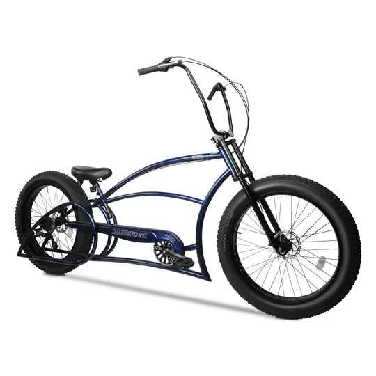 BOMBITA X Limited Edition 26'' Stretch Beach Cruiser Shimano TX-35 7SP with DISC Brake , Triple Tree Fork , Moon-Type Handlebars Allloy BLACK Rims, Black Tire 26x4.0 - Energize Trek