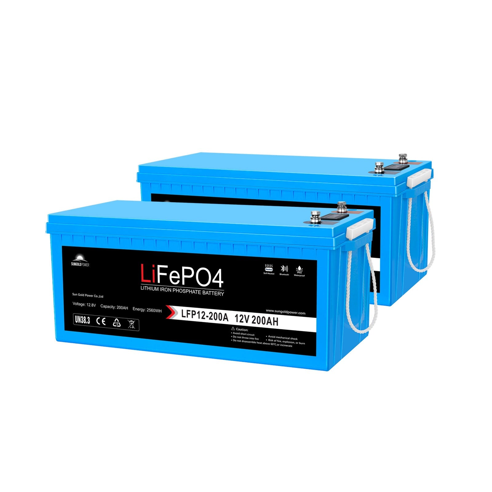 2 X 12V 200Ah LiFePo4 Deep Cycle Lithium Battery Bluetooth / Self-Heating / IP65 - Energize Trek