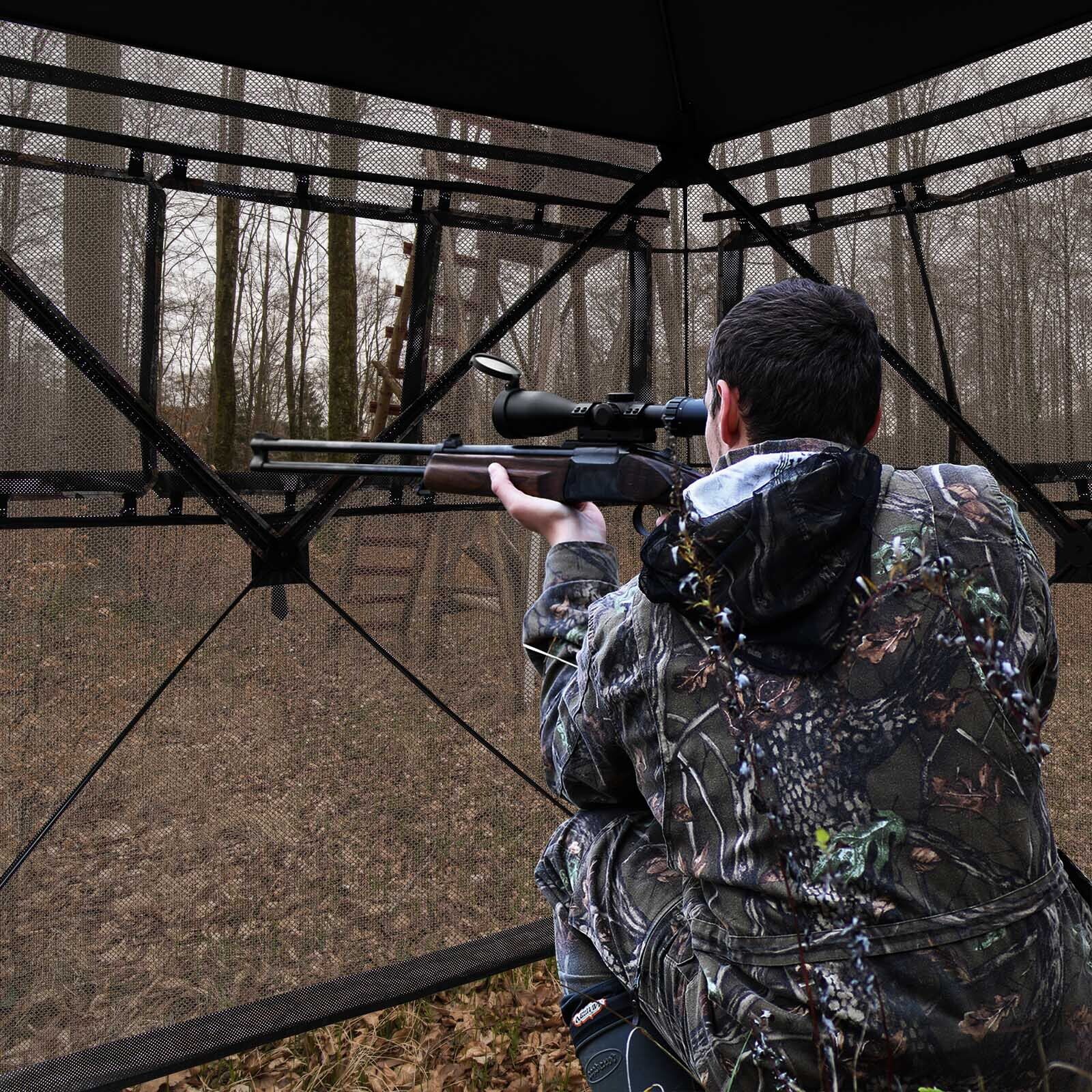 2-3 Person Hunting Blind Portable Pop Up Ground Tent with Carry Bag and Storage Pocket - Energize Trek