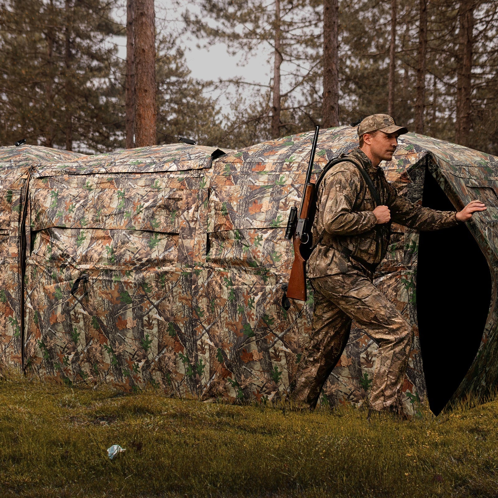 2-6 Person Side-by-Side Hunting Blinds Double One-way See-through Ground Blinds - Energize Trek