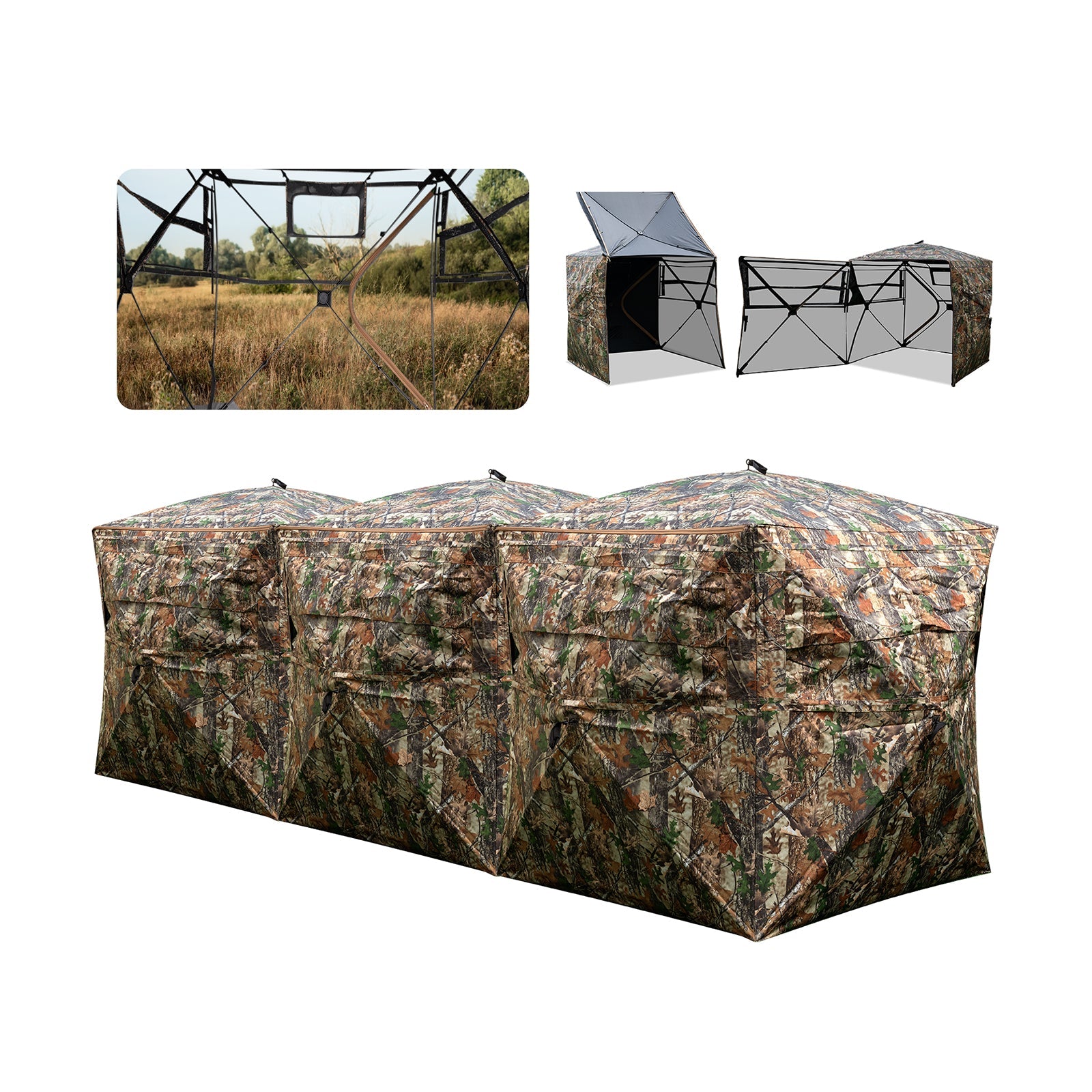 2-6 Person Side-by-Side Hunting Blinds Double One-way See-through Ground Blinds - Energize Trek