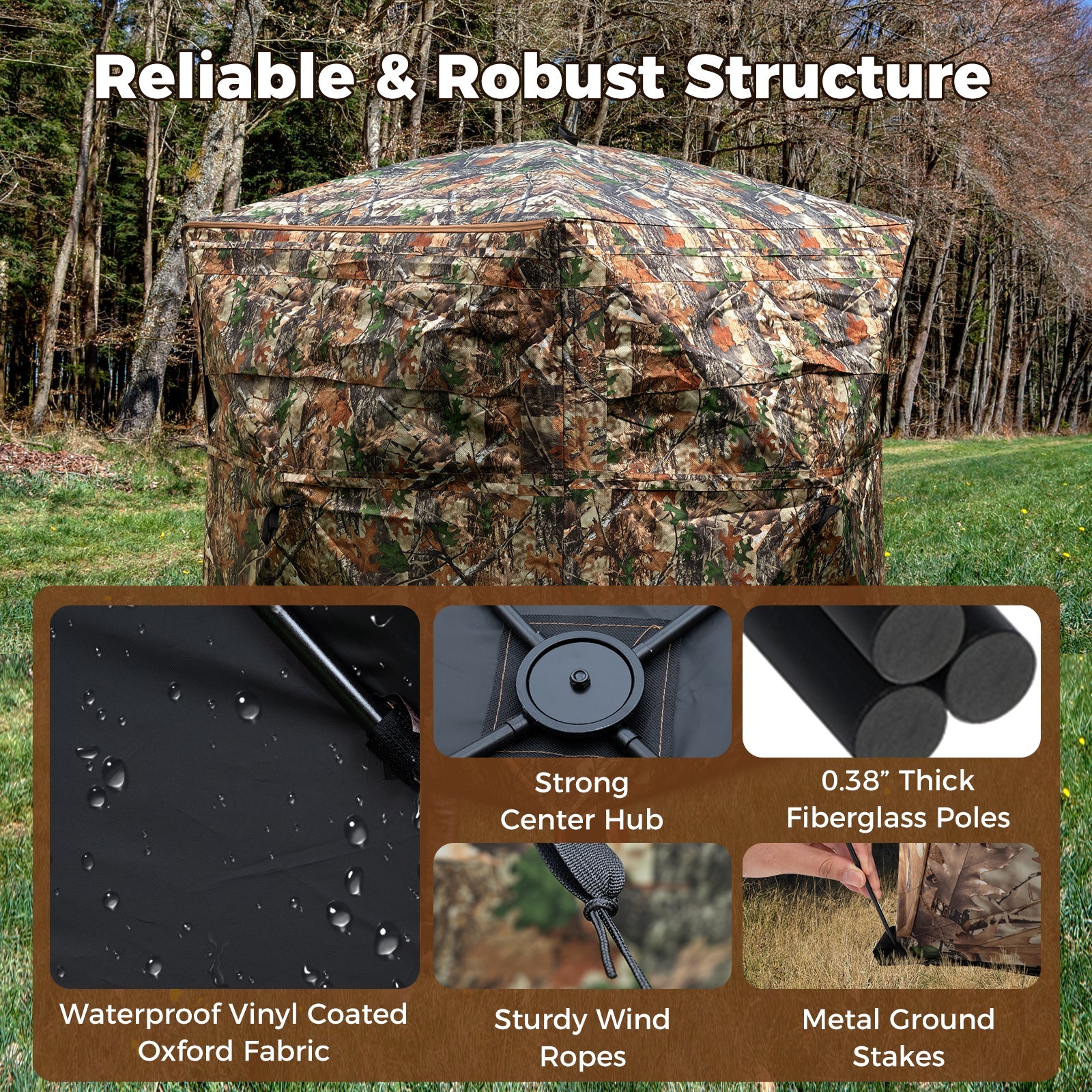 2-6 Person Side-by-Side Hunting Blinds Double One-way See-through Ground Blinds - Energize Trek
