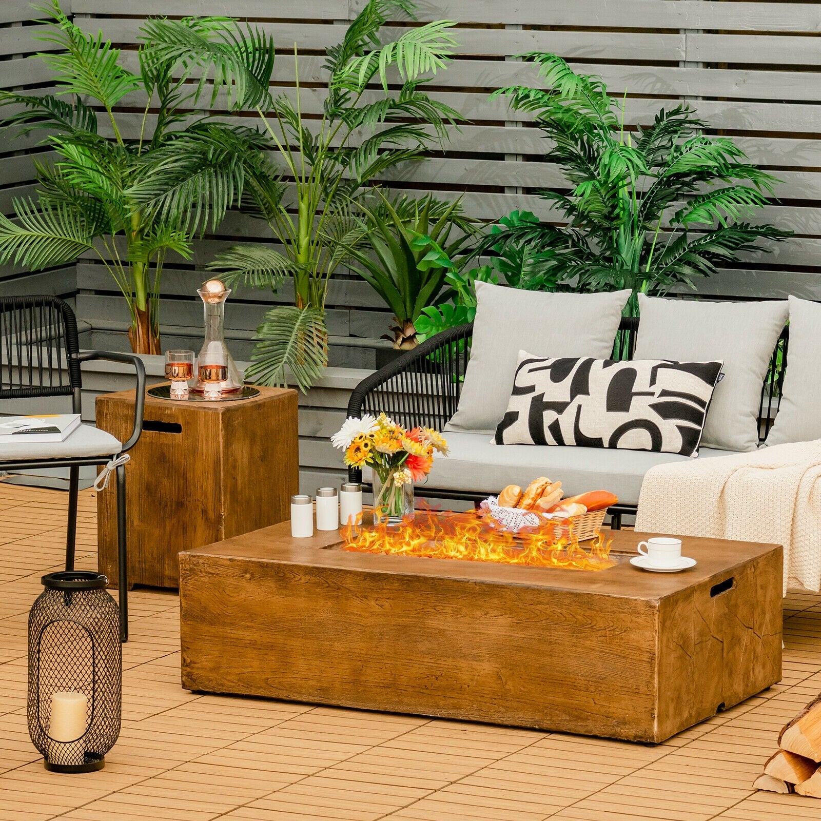 2 Piece Outdoor Propane Fire Pit Table Set - Energize Trek