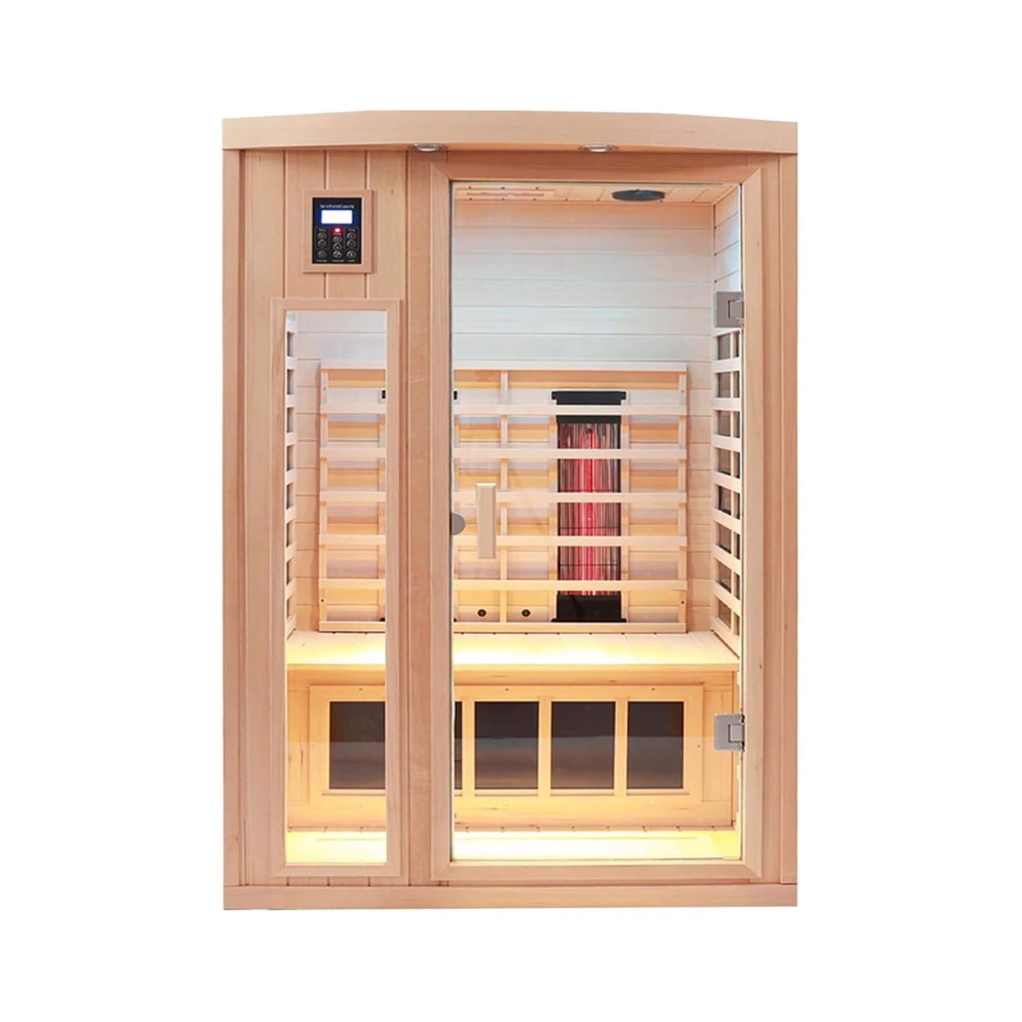 Premium 2-Person Low EMF FAR-Infrared Heat Wood Home Personal Spa Sauna With Ceramic Heaters, 1760W (SAK25714) - Energize Trek