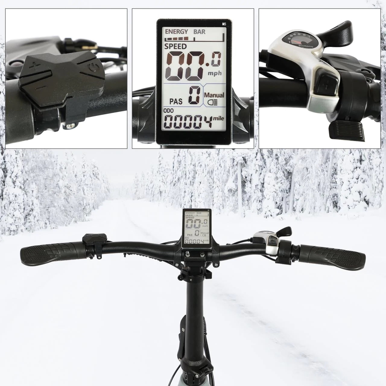 TRACER 20”Folding E-Bike Shimano 7-Speed Magnesium Alloy One-piece structure Full Suspens Disc Brake Magnesium Alloy Black FAT Rims 20x3" FAT Black Tires Motor 750W Lithium-ion Battery 48V/14 Ah Li-ion Color: Matte Black - Energize Trek