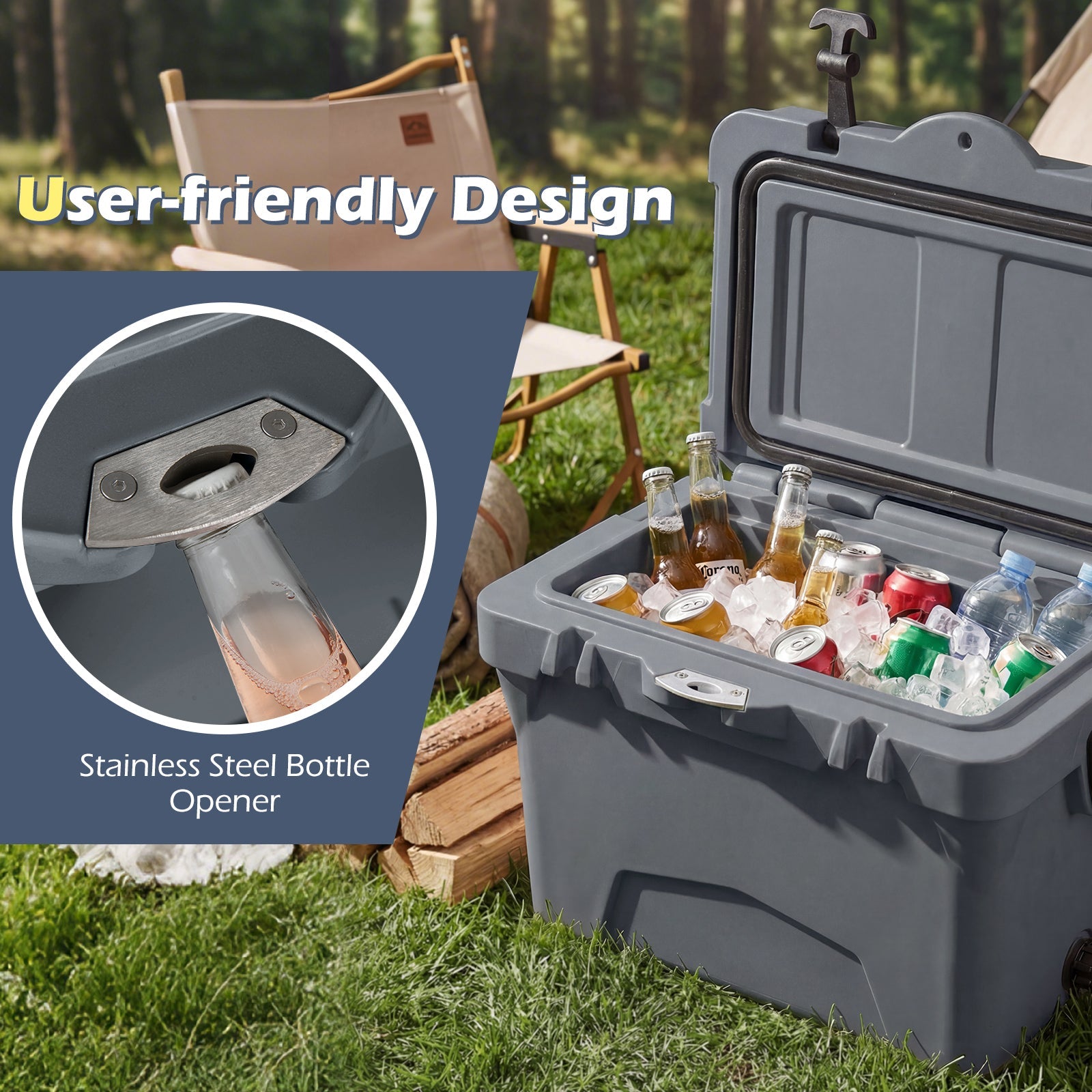 20 Quart Portable Hard Cooler with Built-in Ruler and Bottle - Energize Trek