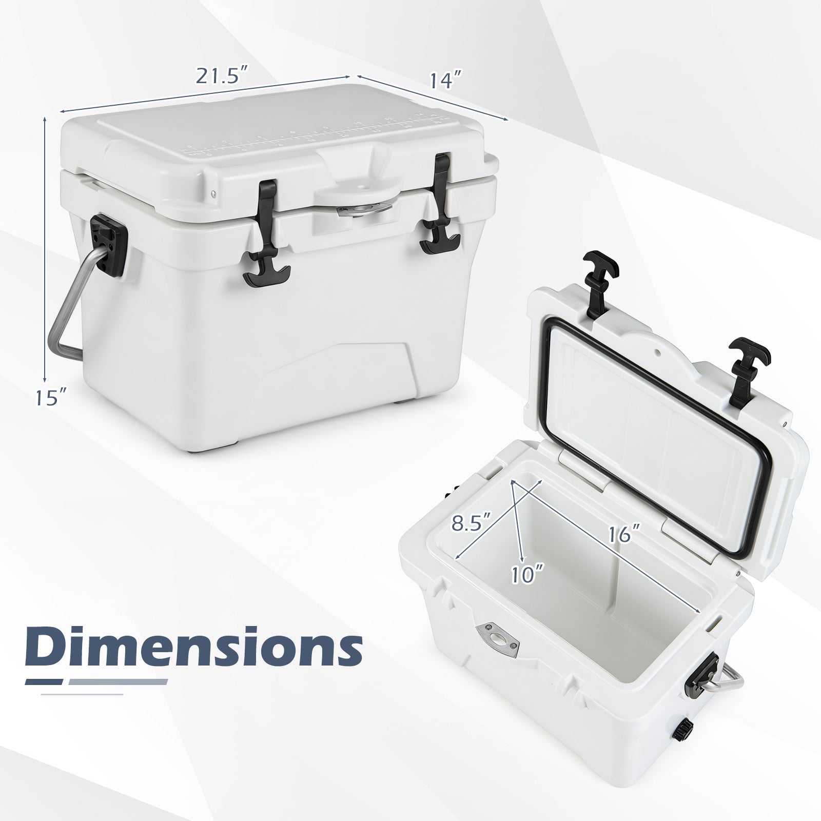 20 Quart Portable Hard Cooler with Built-in Ruler and Bottle - Energize Trek