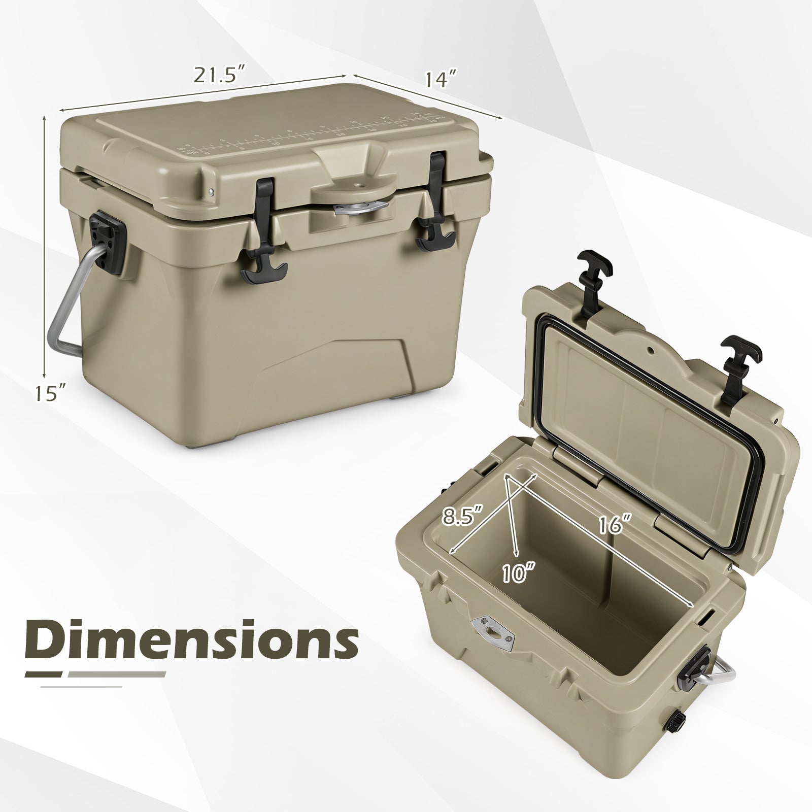 20 Quart Portable Hard Cooler with Built-in Ruler and Bottle - Energize Trek
