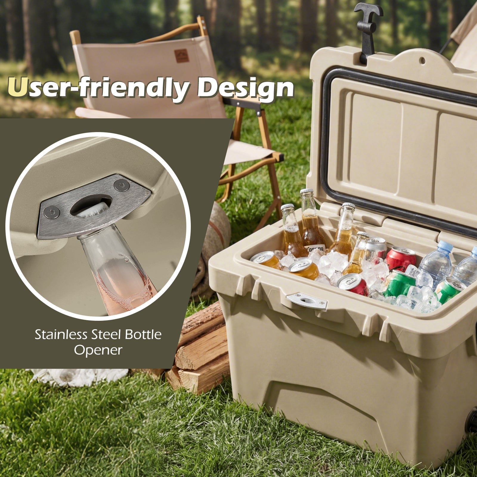 20 Quart Portable Hard Cooler with Built-in Ruler and Bottle - Energize Trek