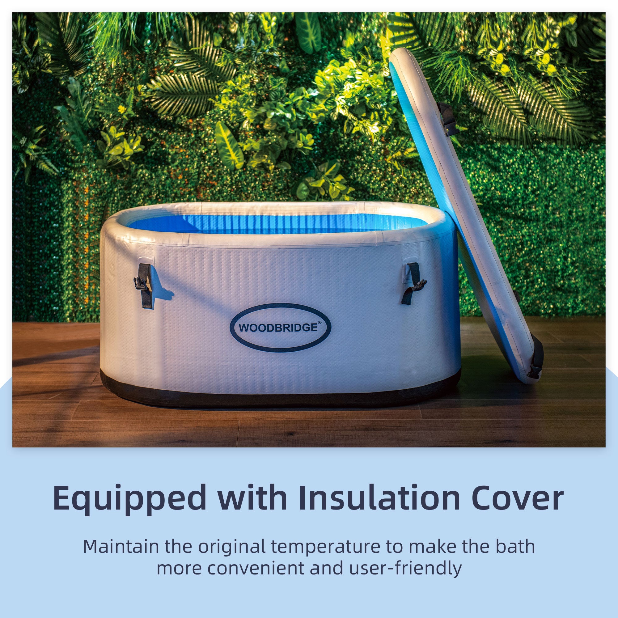WOODBRIDGE Inflatable Cold Plunge Tub with 1 HP Cooling and Heating Chiller,Filter circulation system, PVC Insulated Lid, Hand Pump and Repair Kit Included, Anti-Slid Bottom - Energize Trek