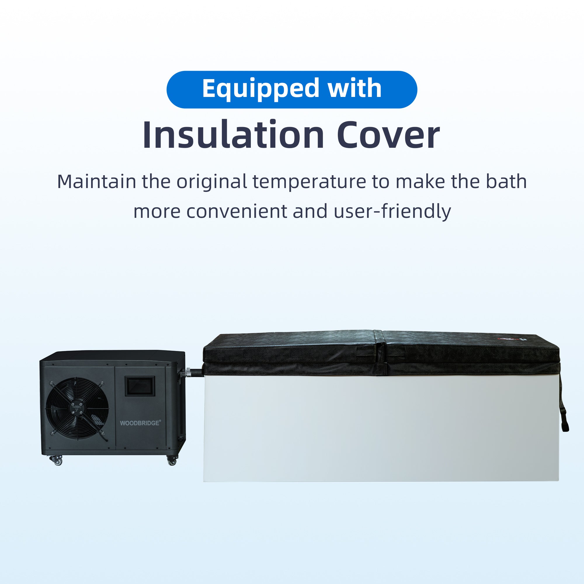 WOODBRIDGE 67" L x 31-1/2" W Freestanding Acrylic Cold Plunge Ice Tub with 1.3 HP High-Performance Chiller for Cooling/Heating, Ozone sanitation, Filter circulation system, Insulated tub cover - Energize Trek