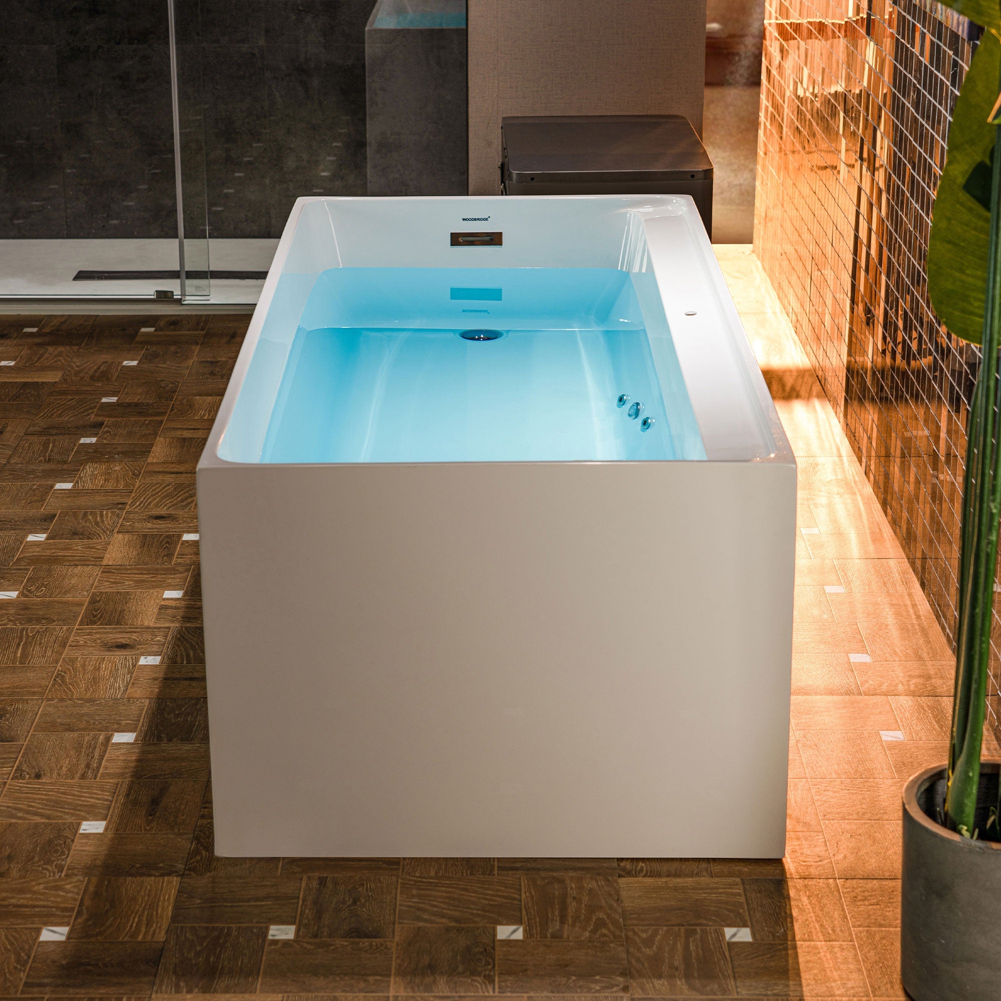 WOODBRIDGE 67" L x 31-1/2" W Freestanding Acrylic Cold Plunge Ice Tub with 1.3 HP High-Performance Chiller for Cooling/Heating, Ozone sanitation, Filter circulation system, Insulated tub cover - Energize Trek