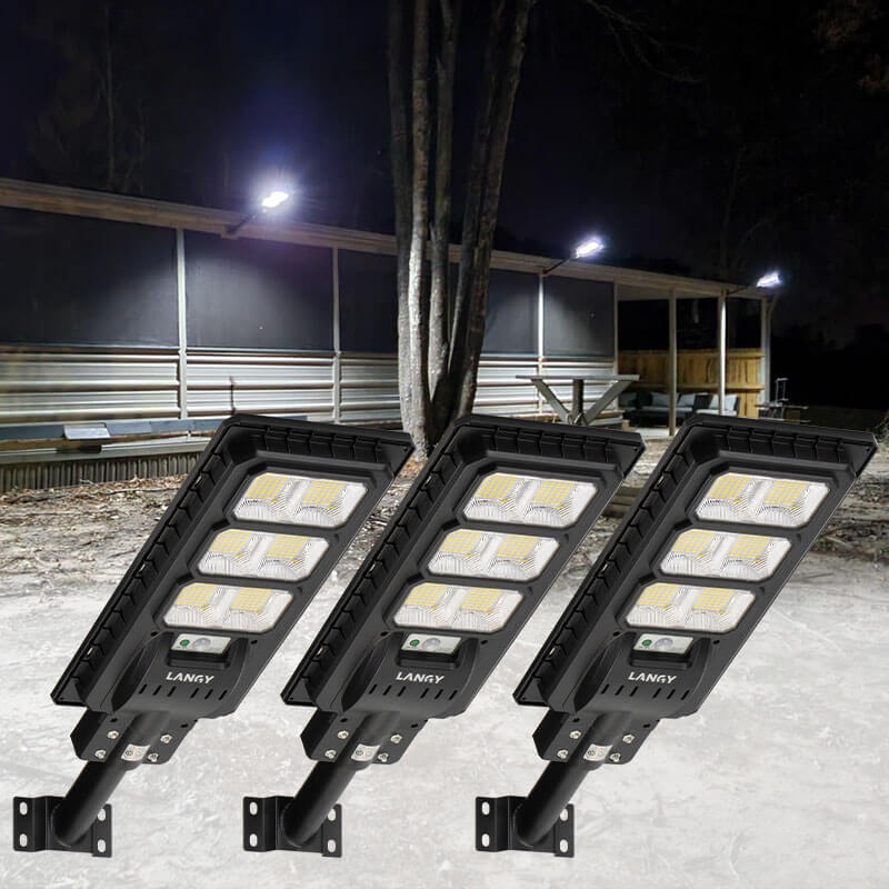 3 Pack 150 W Led solar street lights 15,000 lumens - Energize Trek