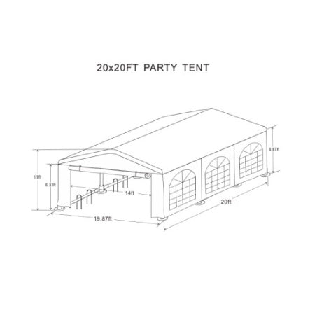 20x20 Feet Party Tent Heavy Duty Marquee Canopy Outdoor Wedding Tent Carport Events Shelter Tent For Parties BBQ With Storgae Carry Bags - Energize Trek