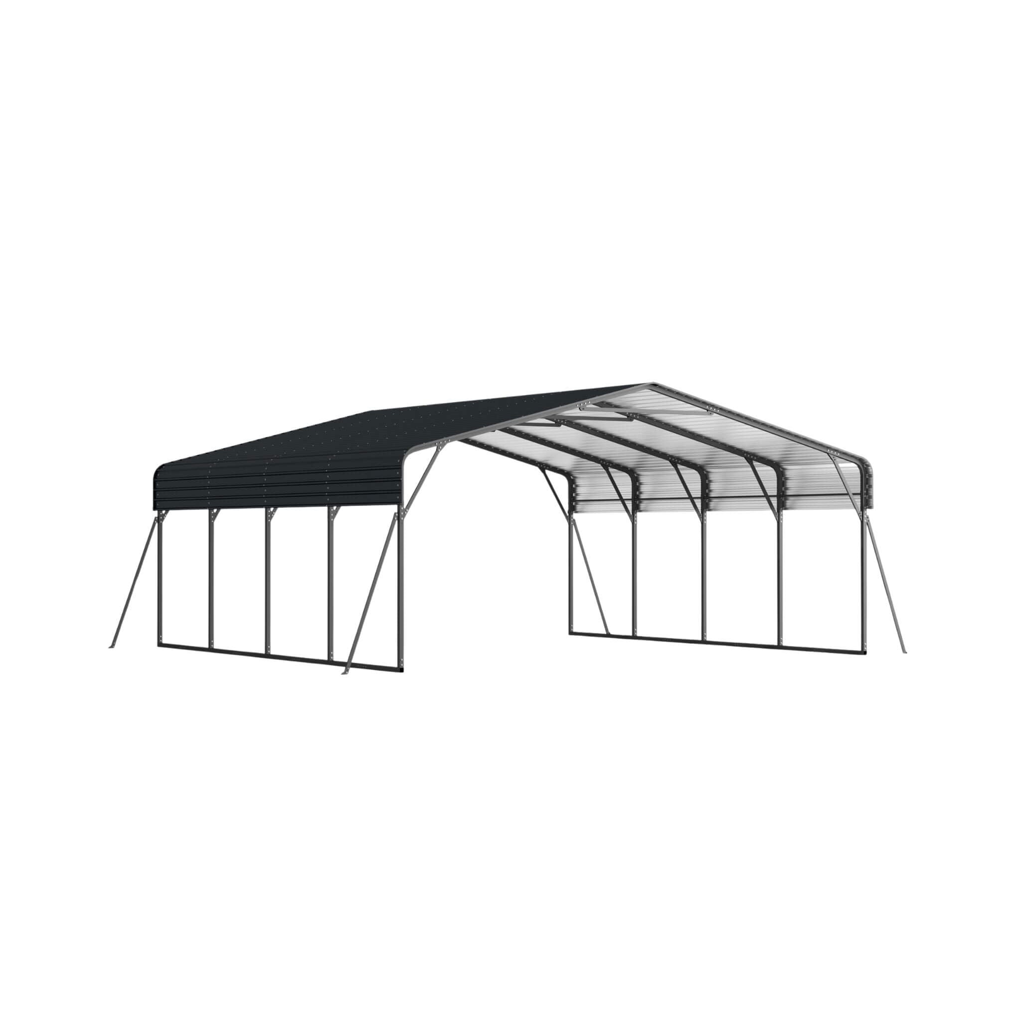 [20X20FT] Extra Large Heavy Duty Outdoor Metal Carport With Galvanized Steel Roof For Cars, Boats And Trucks (SAK75633) - Energize Trek